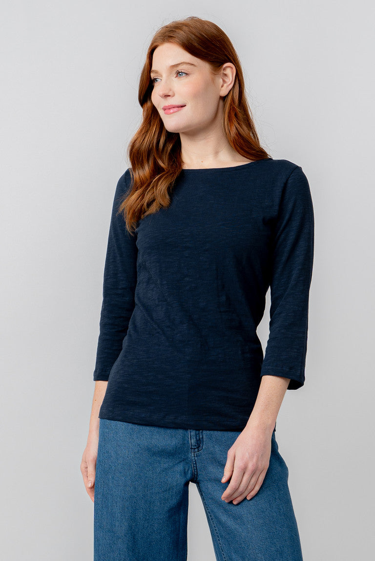 Lily and Me Monica Top 3/4 Sleeve Plain-Tops-White finn