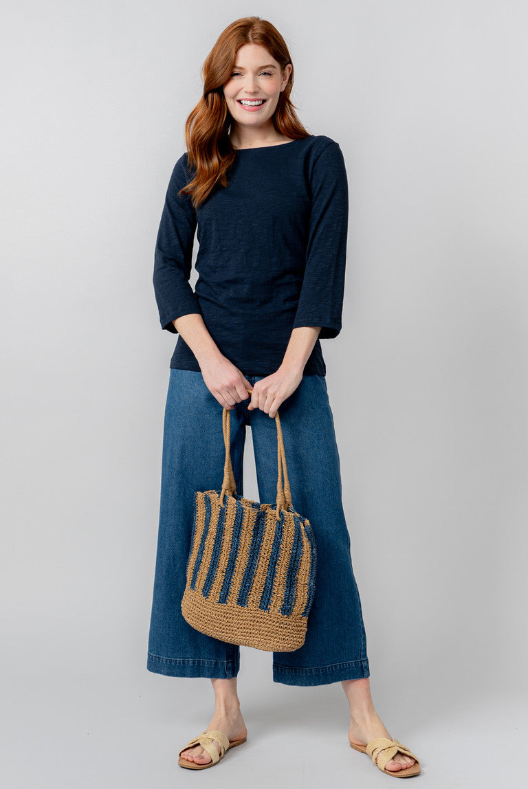 Lily and Me Monica Top 3/4 Sleeve Plain-Tops-White finn