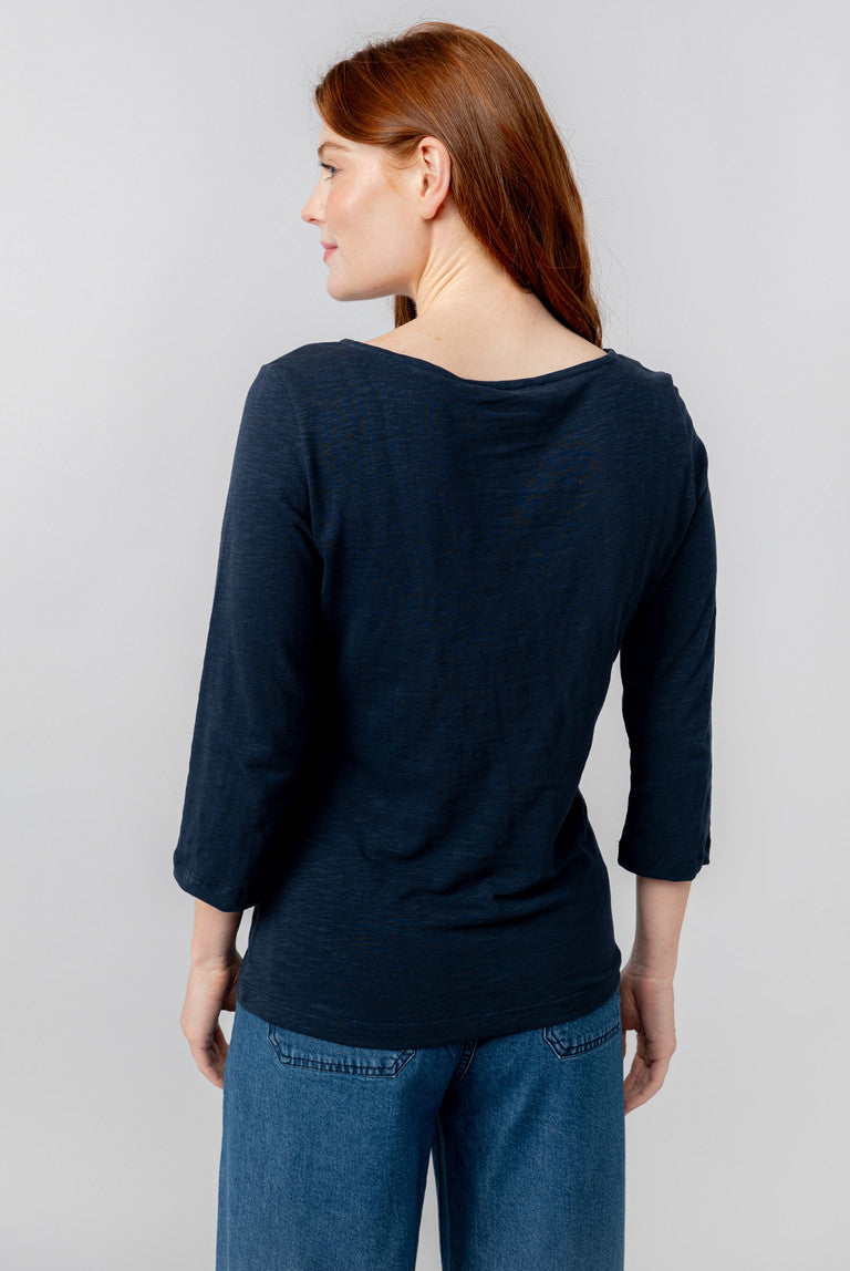 Lily and Me Monica Top 3/4 Sleeve Plain-Tops-White finn