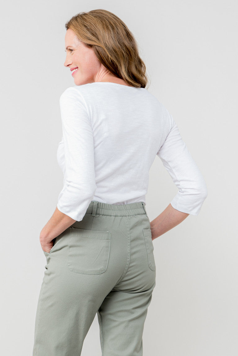 Lily and Me Monica Top 3/4 Sleeve Plain-Tops-White finn