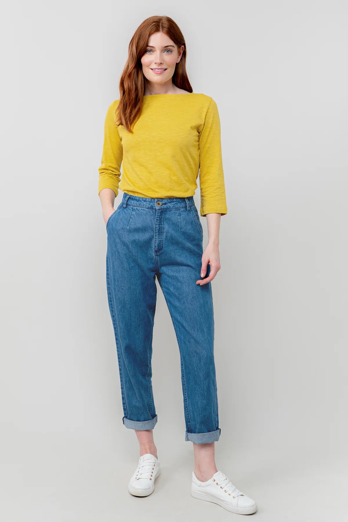Lily and Me Monica Top 3/4 Sleeve Plain-Tops-White finn