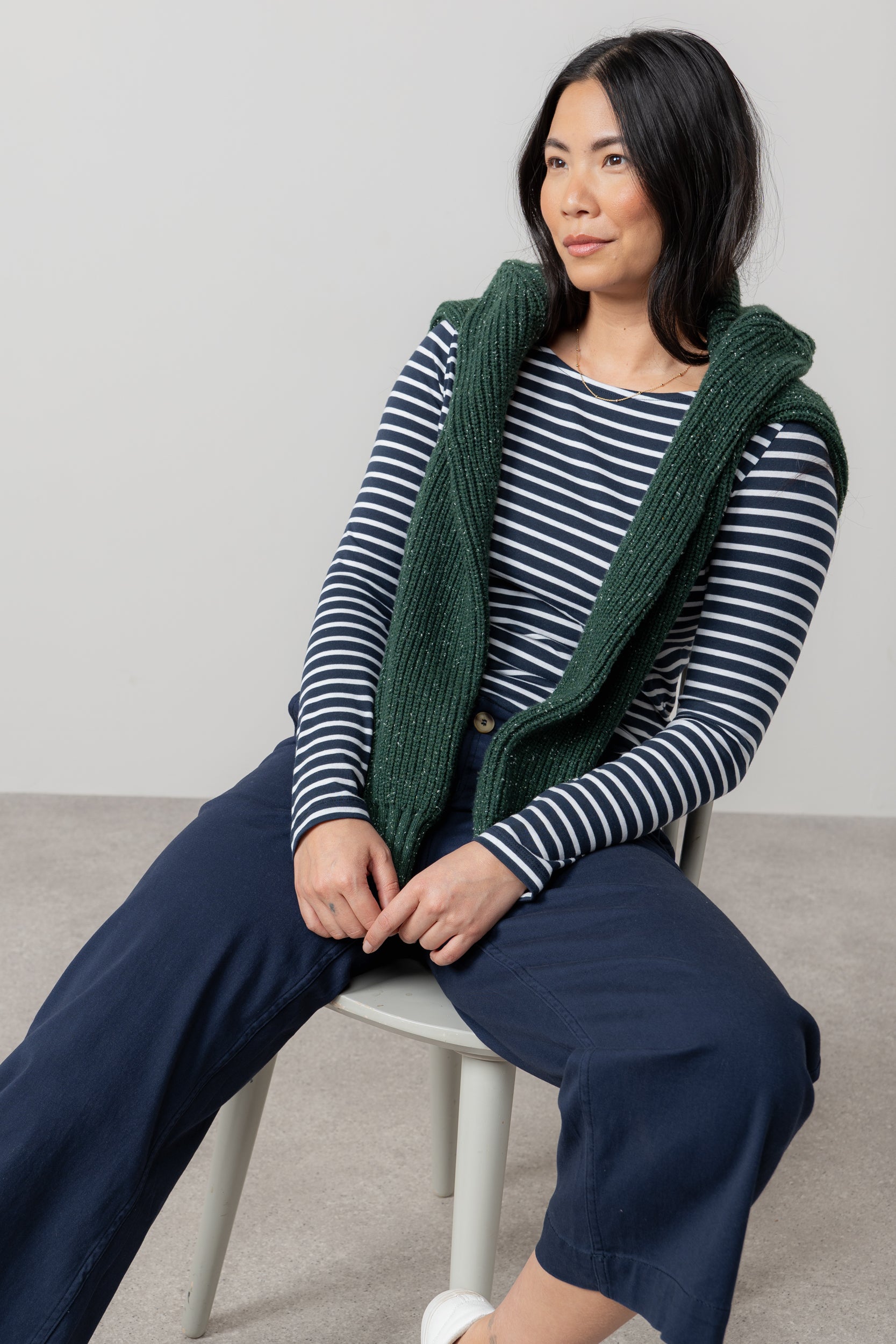 Lily and Me Monica Top Stripe-Tops-White finn