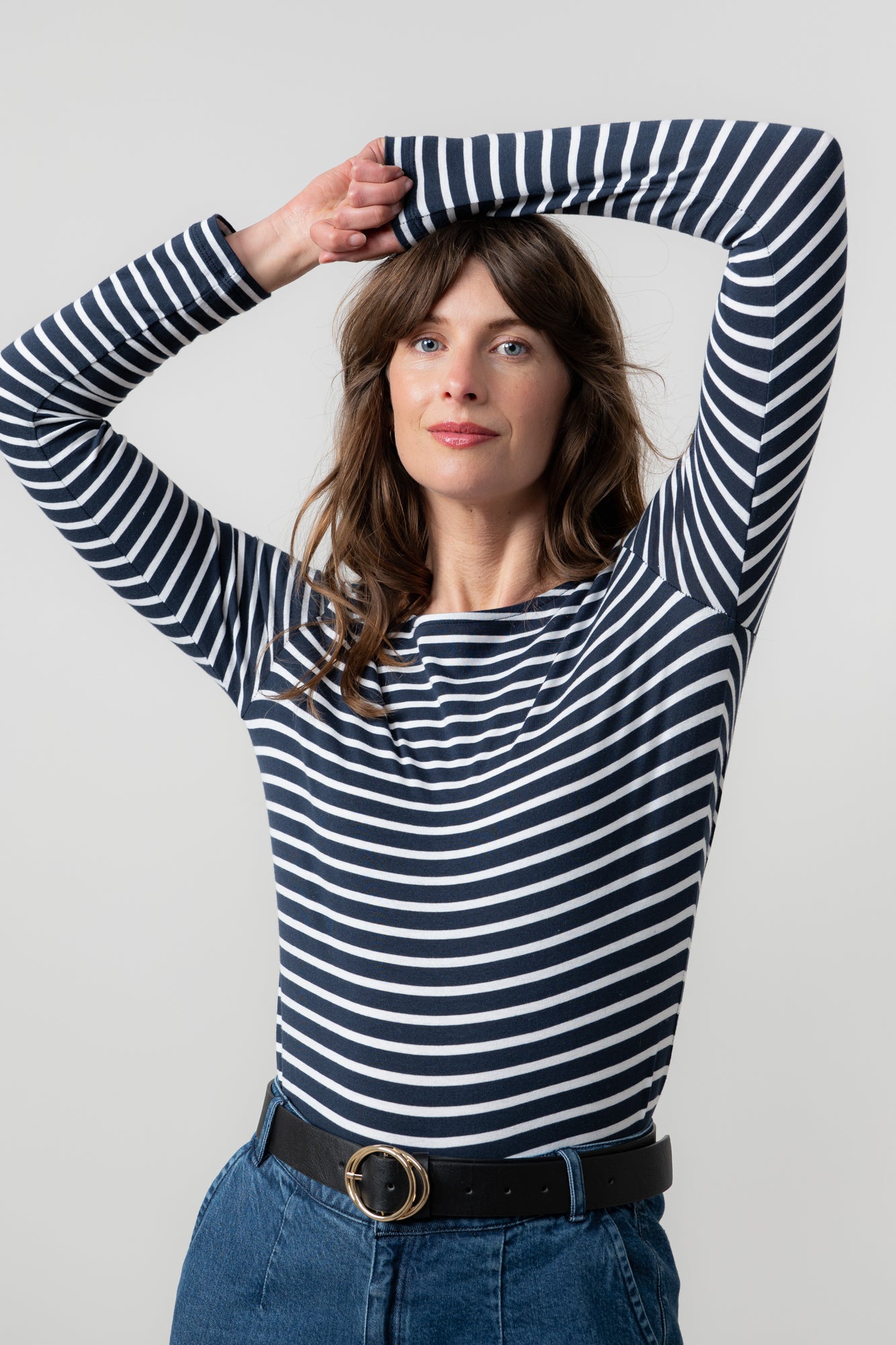 Lily and Me Monica Top Stripe-Tops-White finn