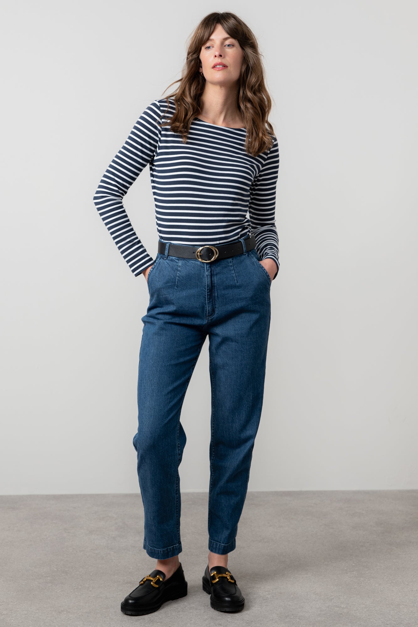 Lily and Me Monica Top Stripe-Tops-White finn