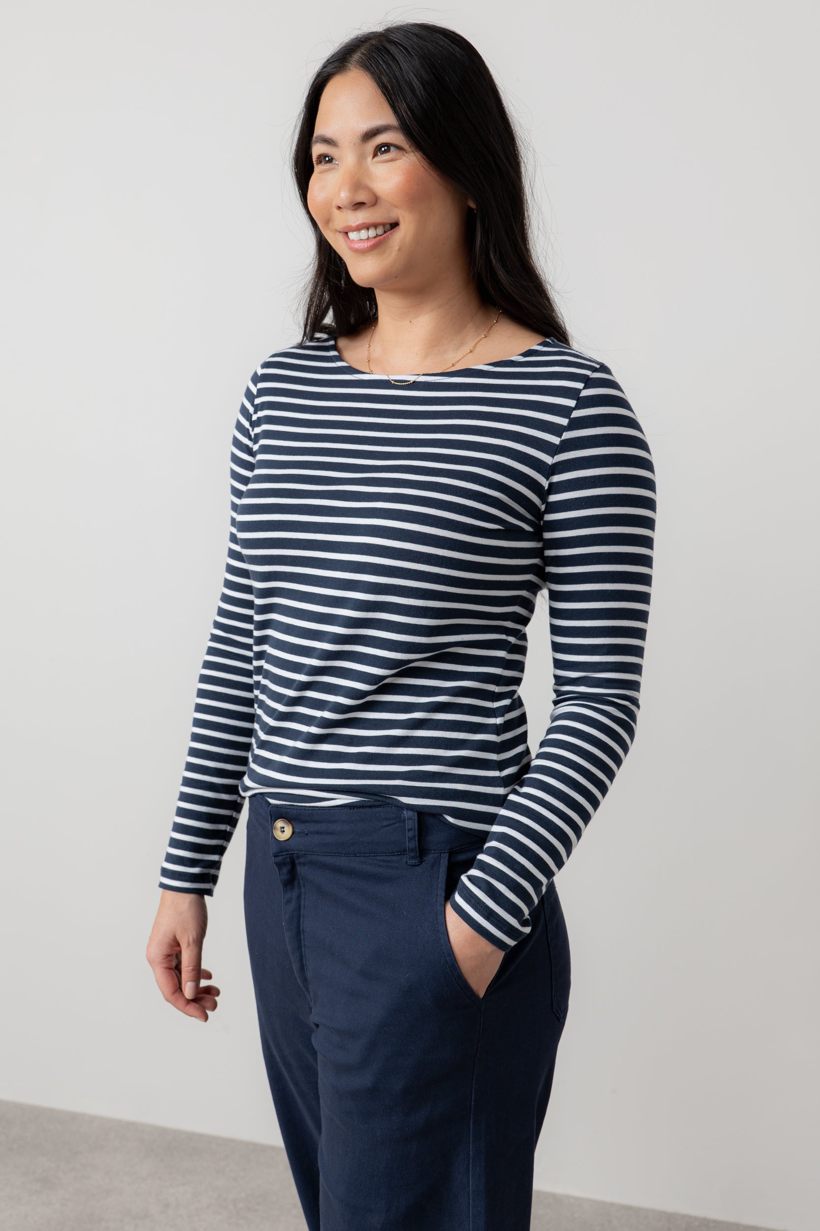 Lily and Me Monica Top Stripe-Tops-White finn
