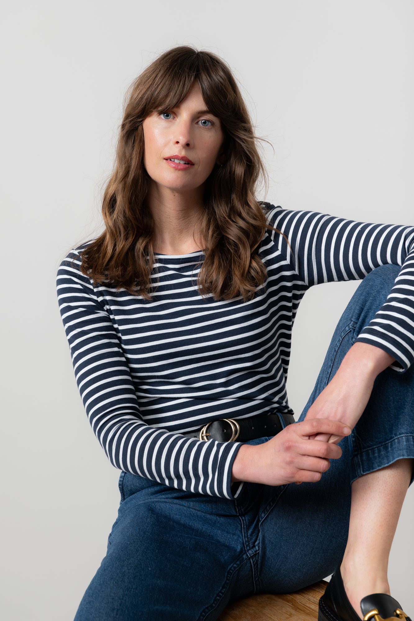 Lily and Me Monica Top Stripe-Tops-White finn