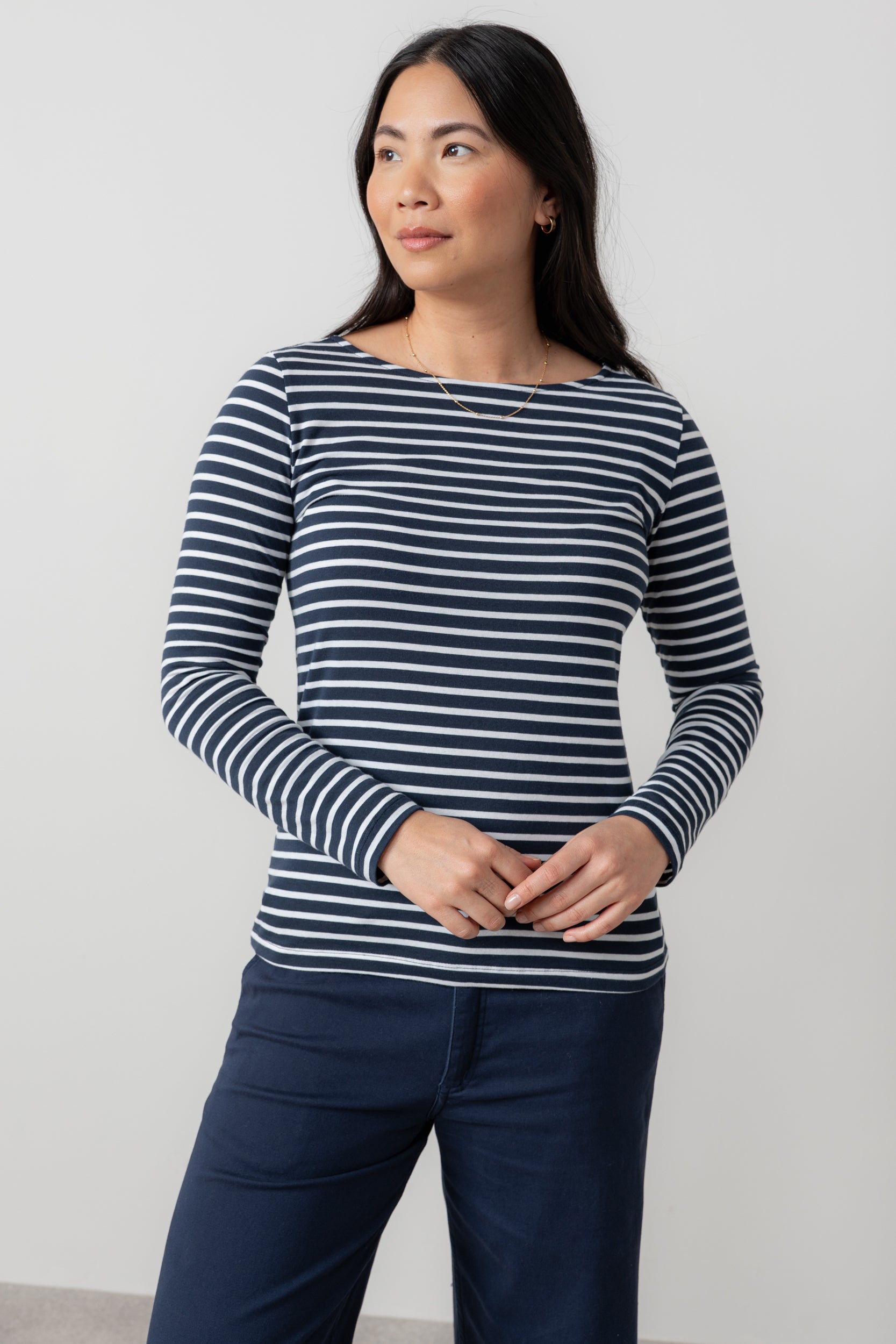 Lily and Me Monica Top Stripe-Tops-White finn