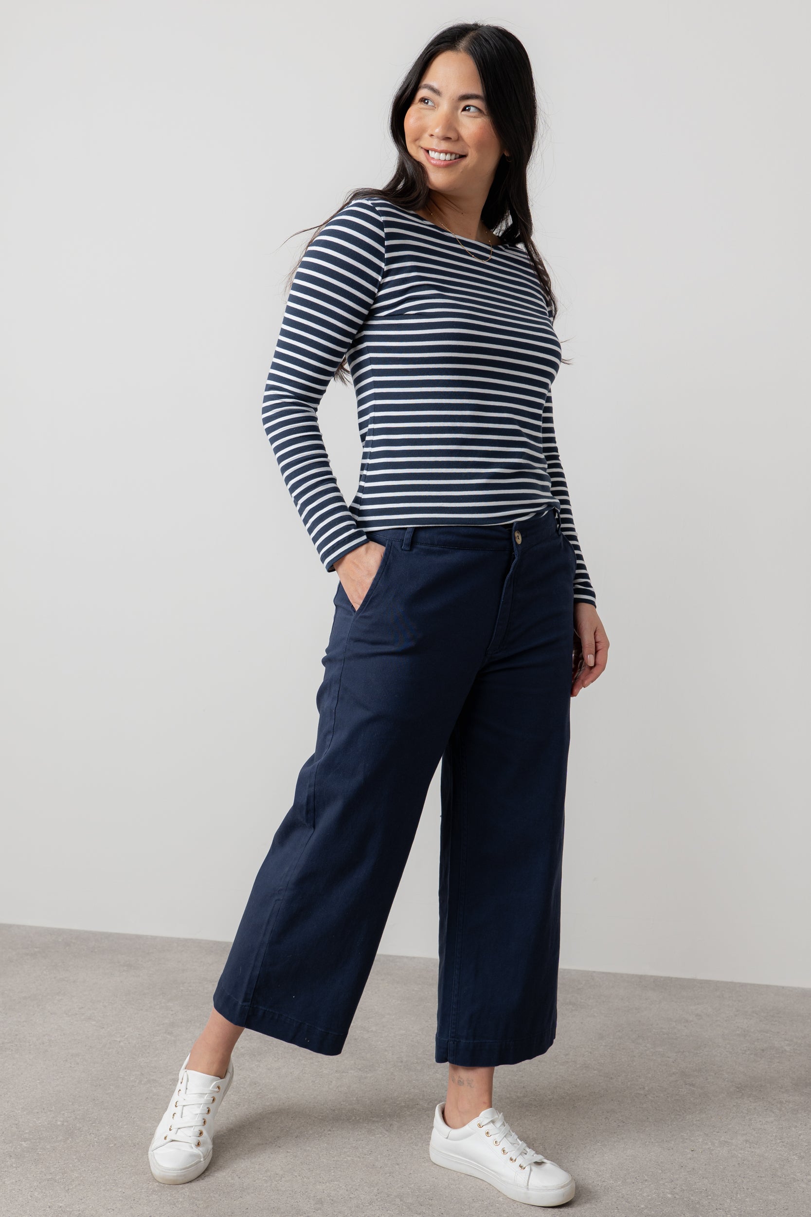 Lily and Me Monica Top Stripe-Tops-White finn