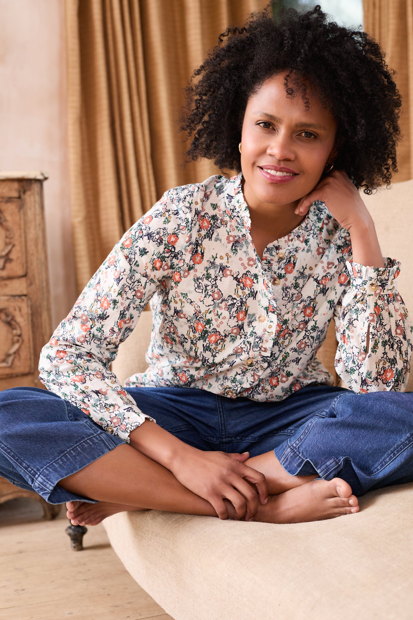 Lily and Me Rachel Frill Blouse Violet-Tops-White finn