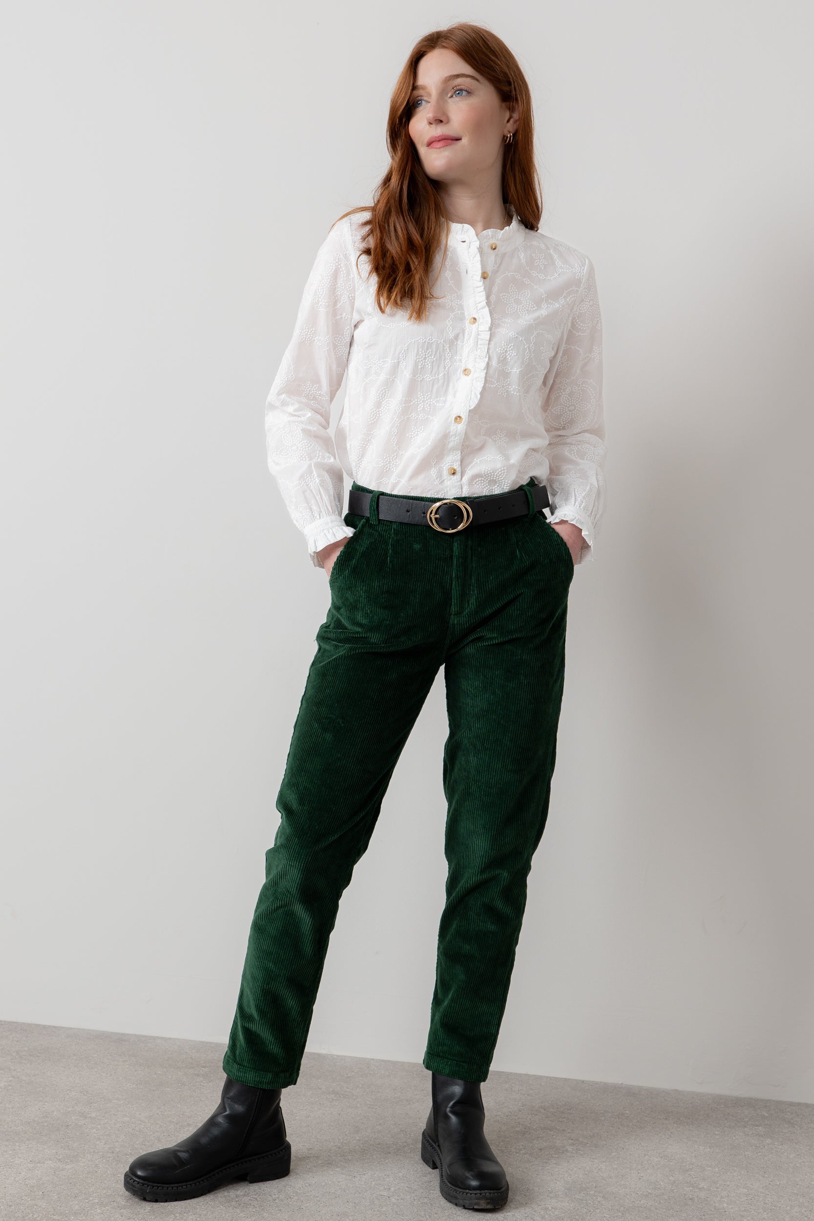Lily and Me Rachel Frill Blouse Embroidered-Shirts & Tops-White finn