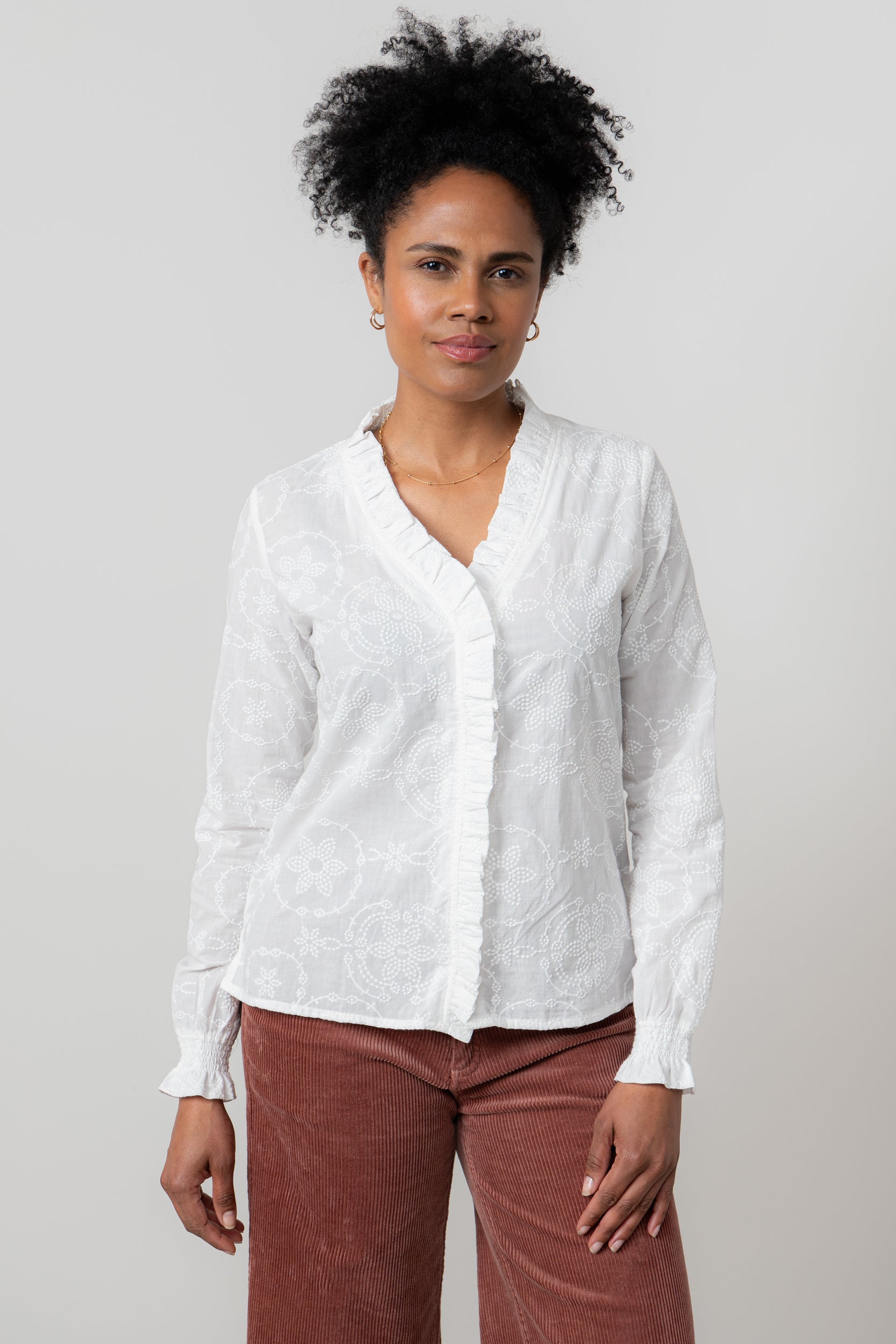Lily and Me Kit Ruffle Blouse Embroidered