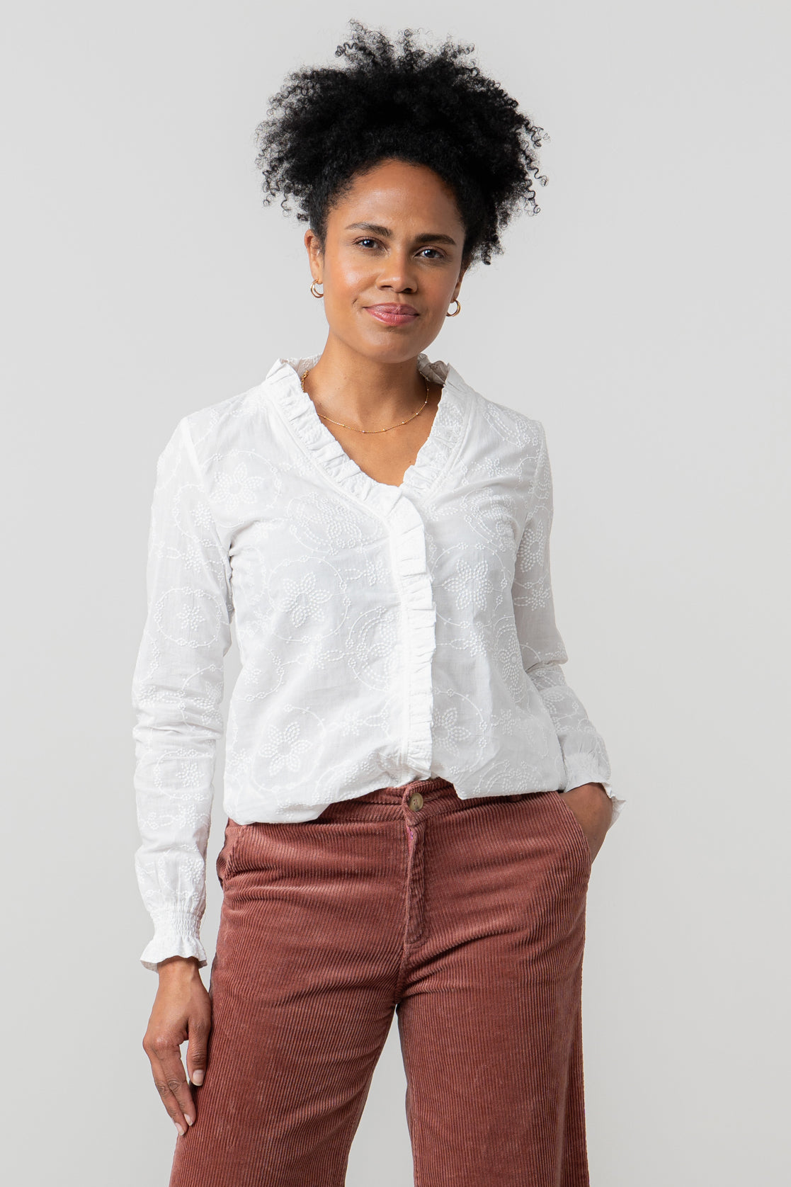 Lily and Me Kit Ruffle Blouse Embroidered