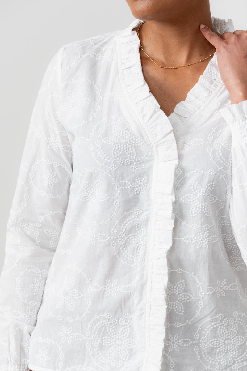 Lily and Me Kit Ruffle Blouse Embroidered
