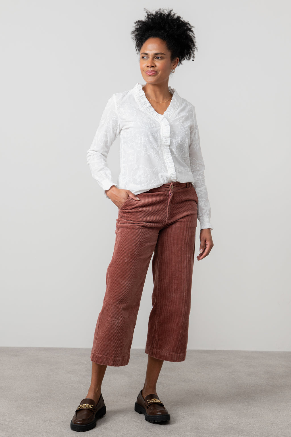 Lily and Me Kit Ruffle Blouse Embroidered
