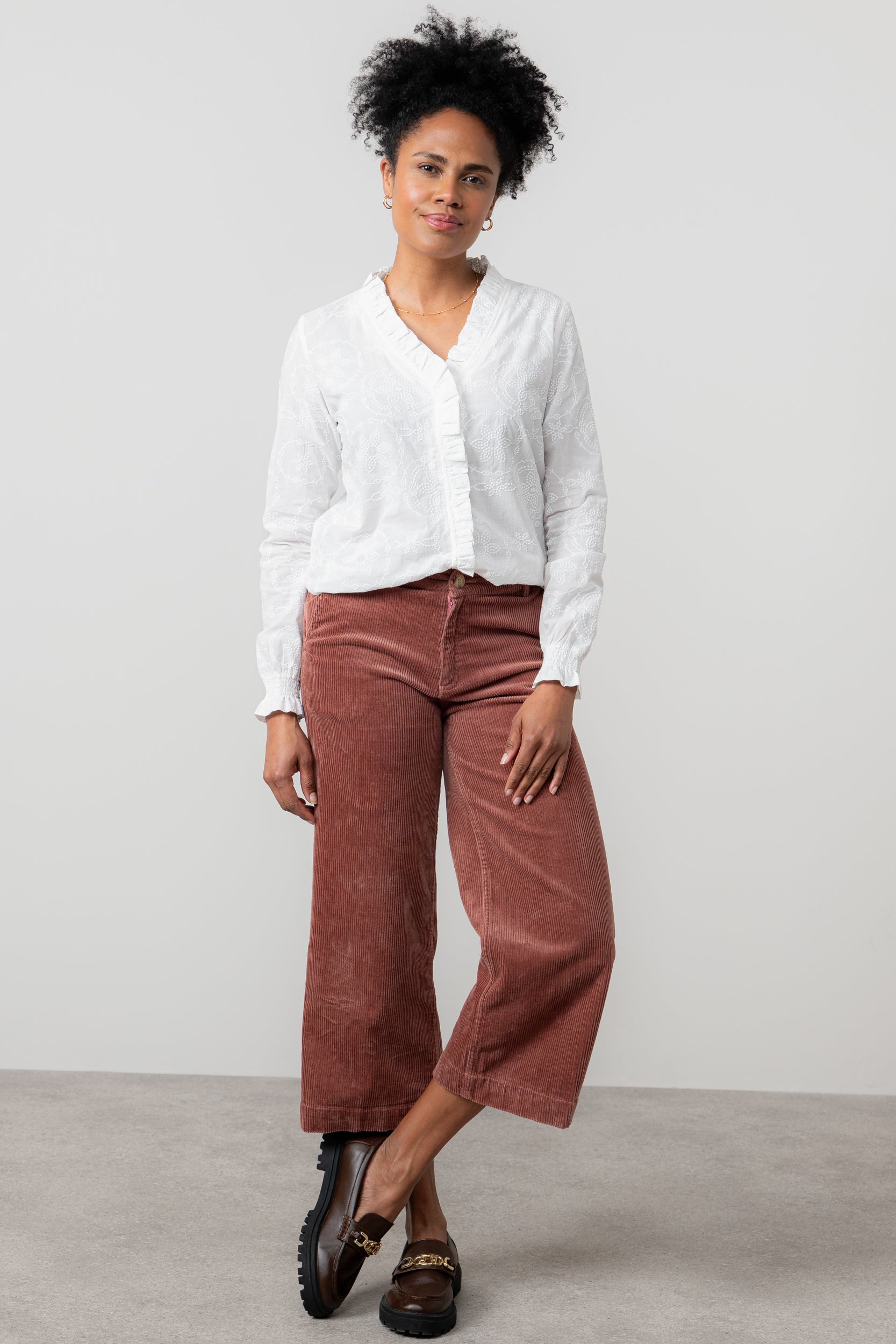Lily and Me Kit Ruffle Blouse Embroidered