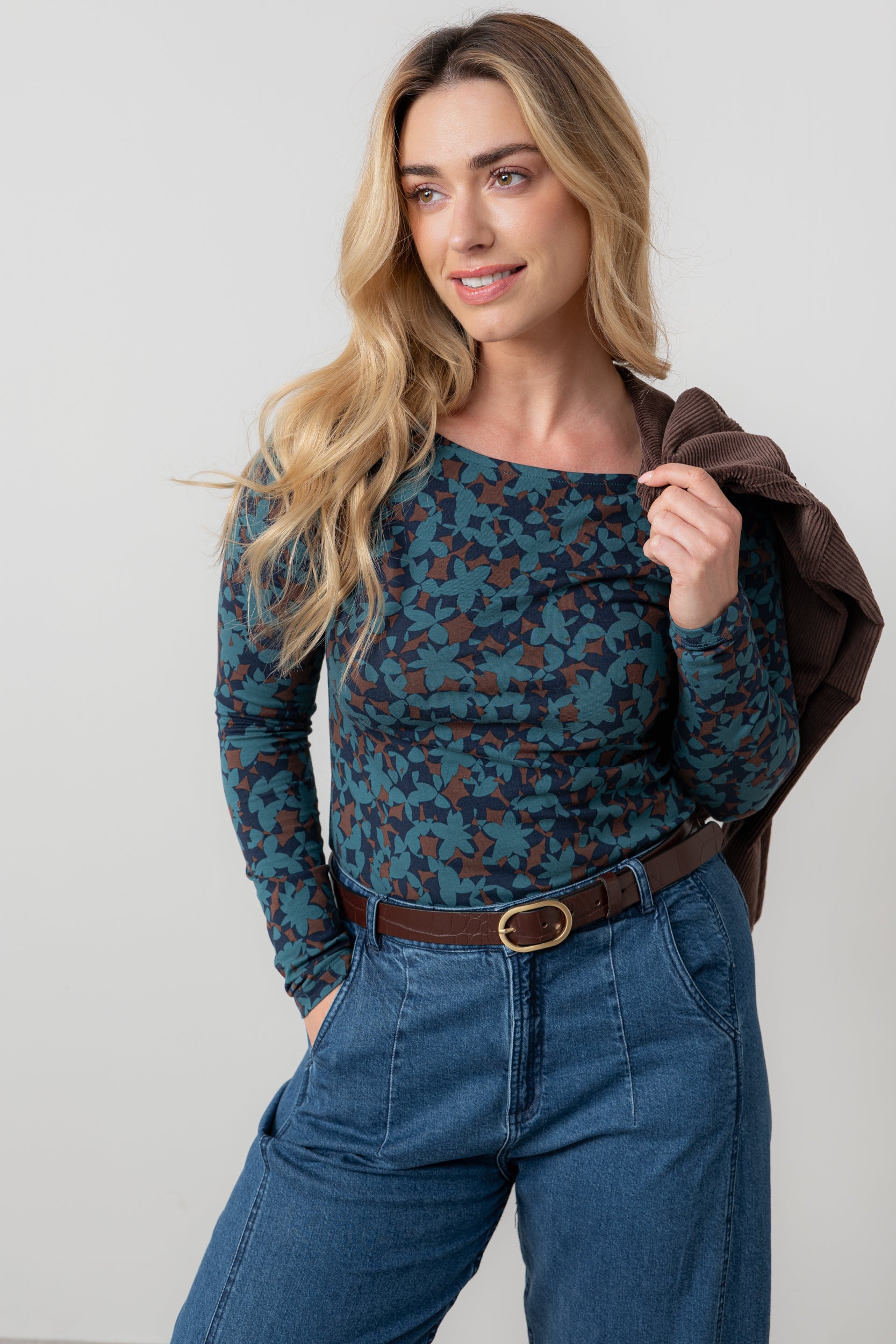 Lily and Me Monica Top Geo Bloom-Tops-White finn