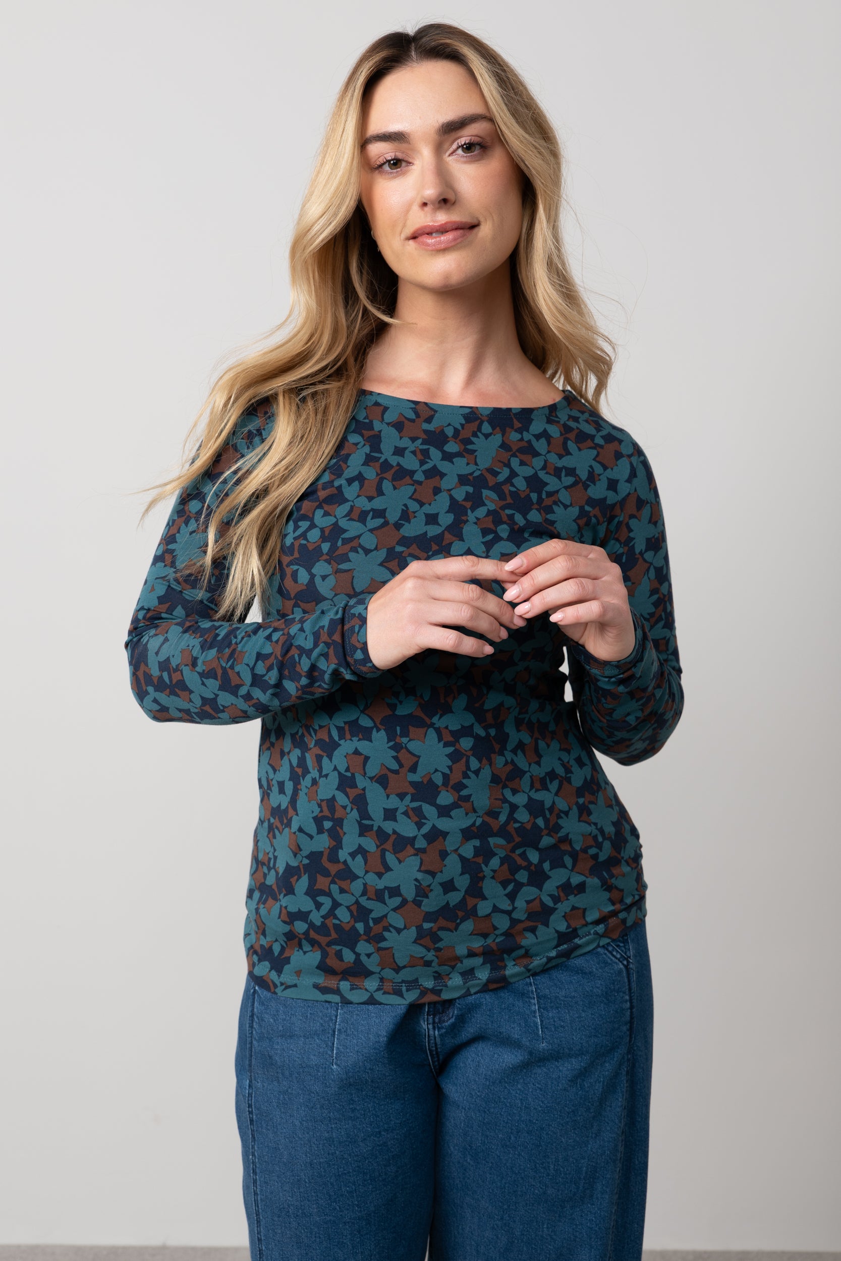 Lily and Me Monica Top Geo Bloom-Tops-White finn