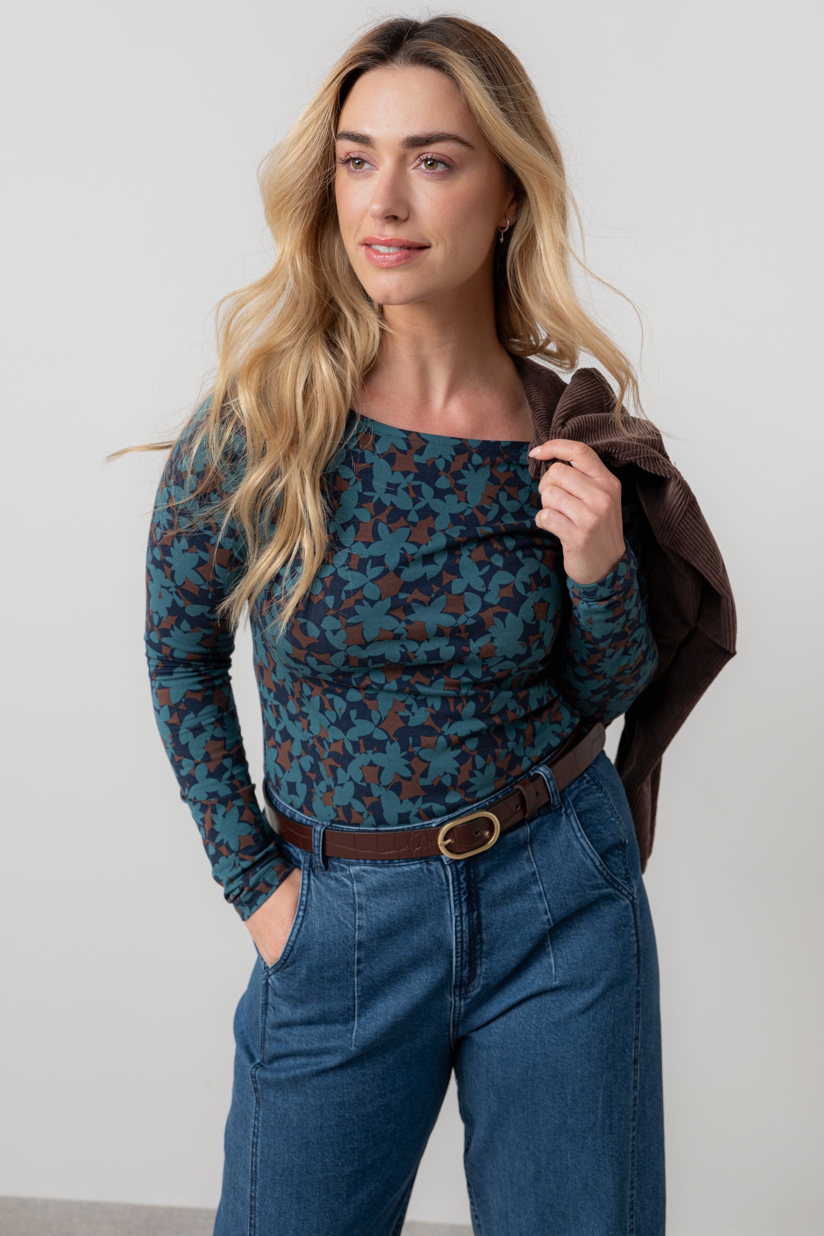 Lily and Me Monica Top Geo Bloom-Tops-White finn