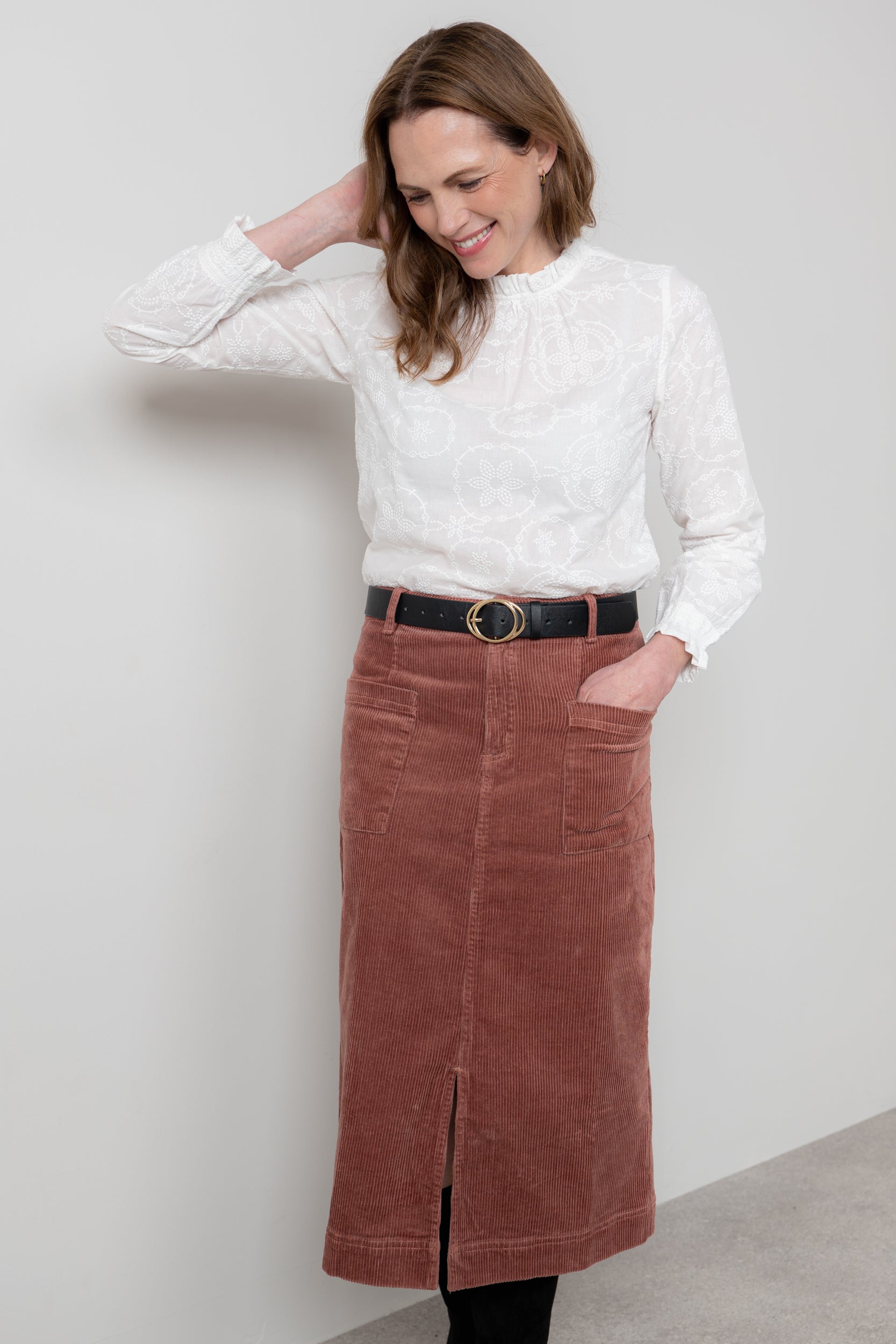 Lily and Me Penrose Skirt Plain-Skirts-White finn