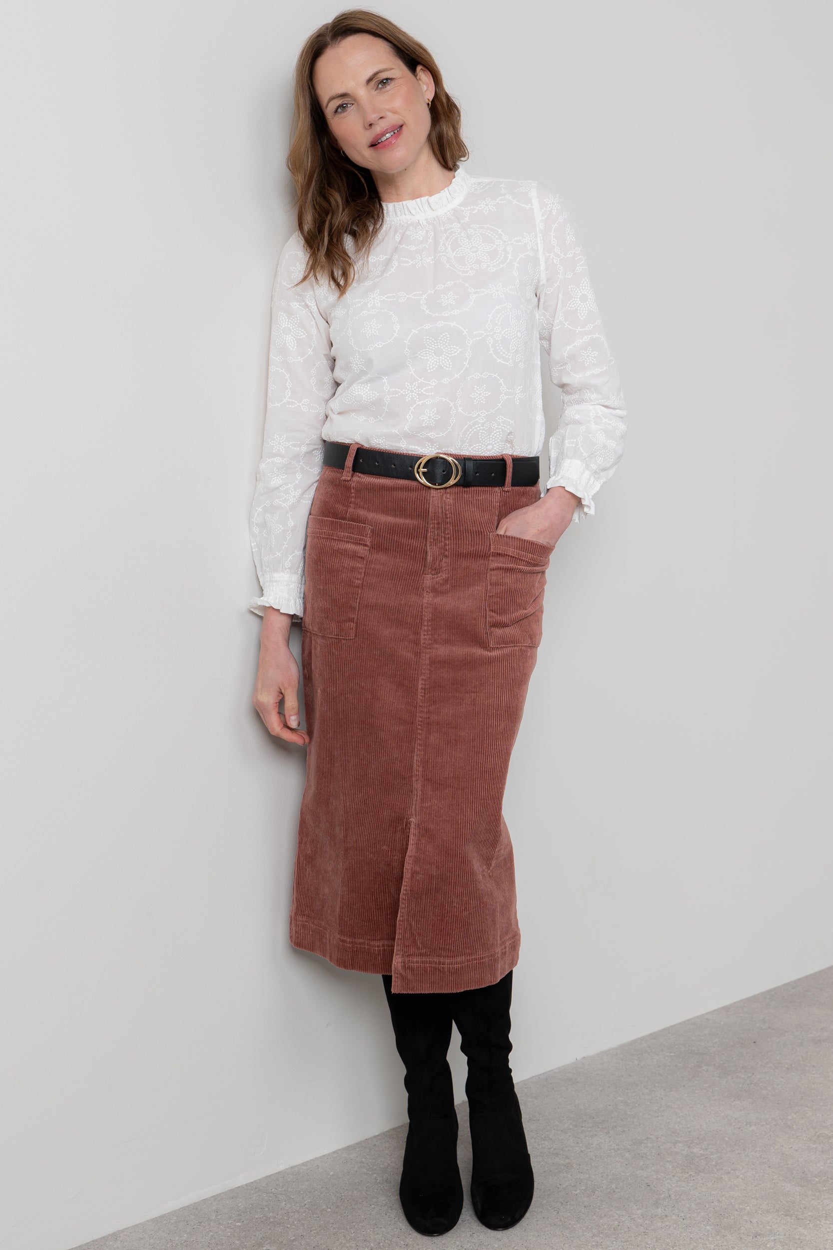 Lily and Me Penrose Skirt Plain-Skirts-White finn