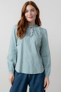 Lily and Me Emily Blouse Plain Check-Shirts & Tops-White finn