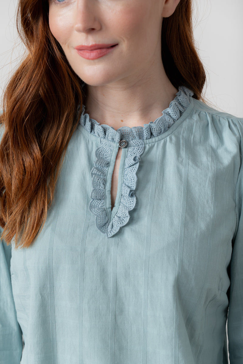 Lily and Me Emily Blouse Plain Check-Shirts & Tops-White finn