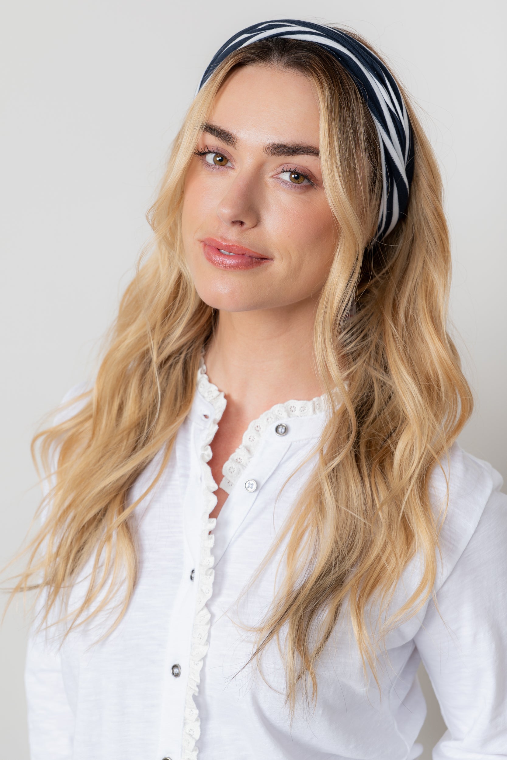 Lily and Me Stripe Multiband-Headband-White finn