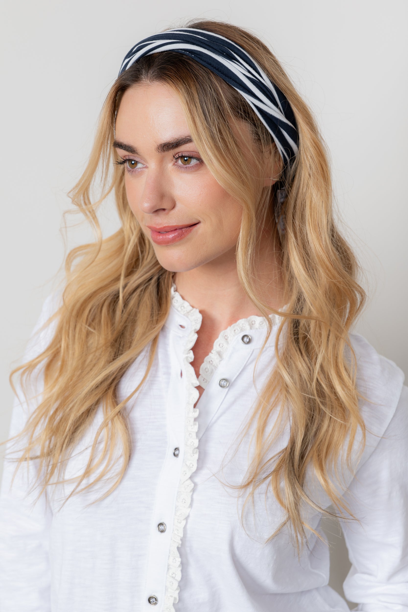 Lily and Me Stripe Multiband-Headband-White finn
