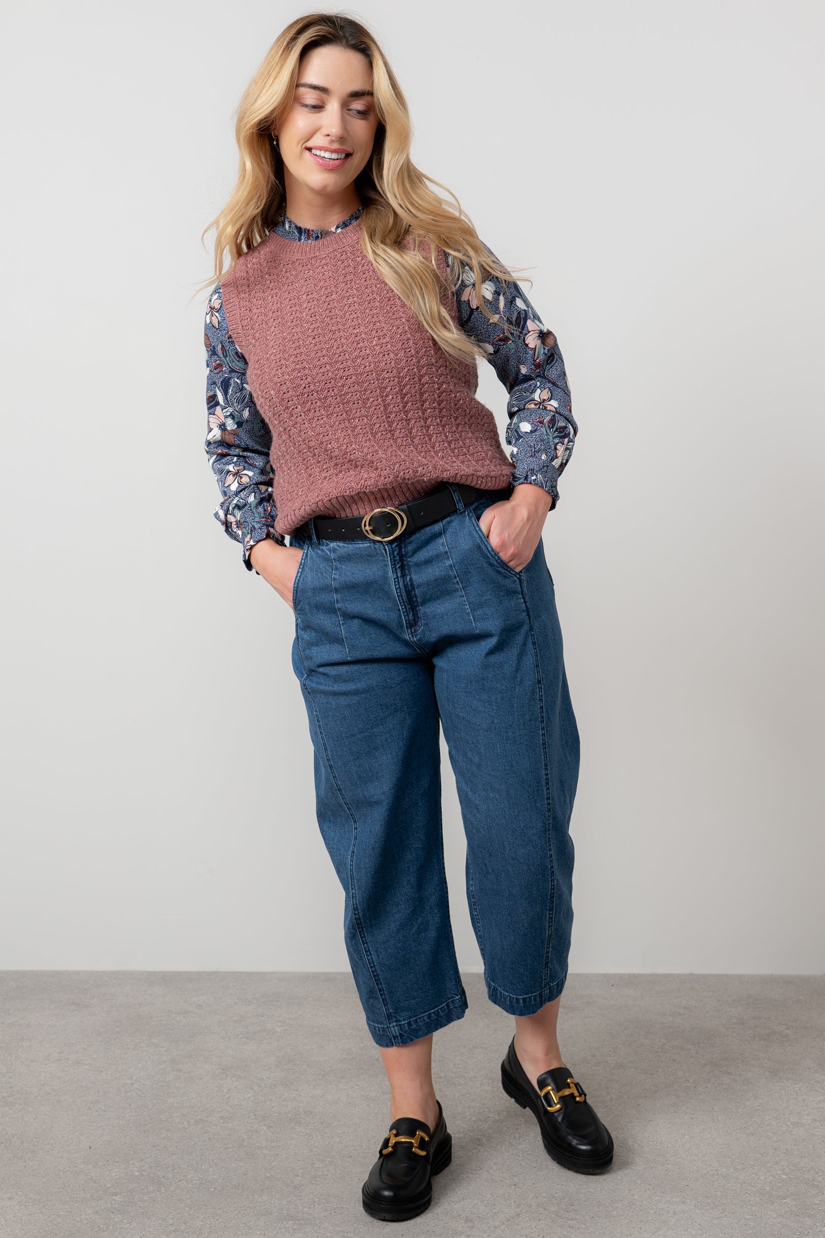 Lily and Me Eva Tank Fleck Knit-Knitted Vest-White finn
