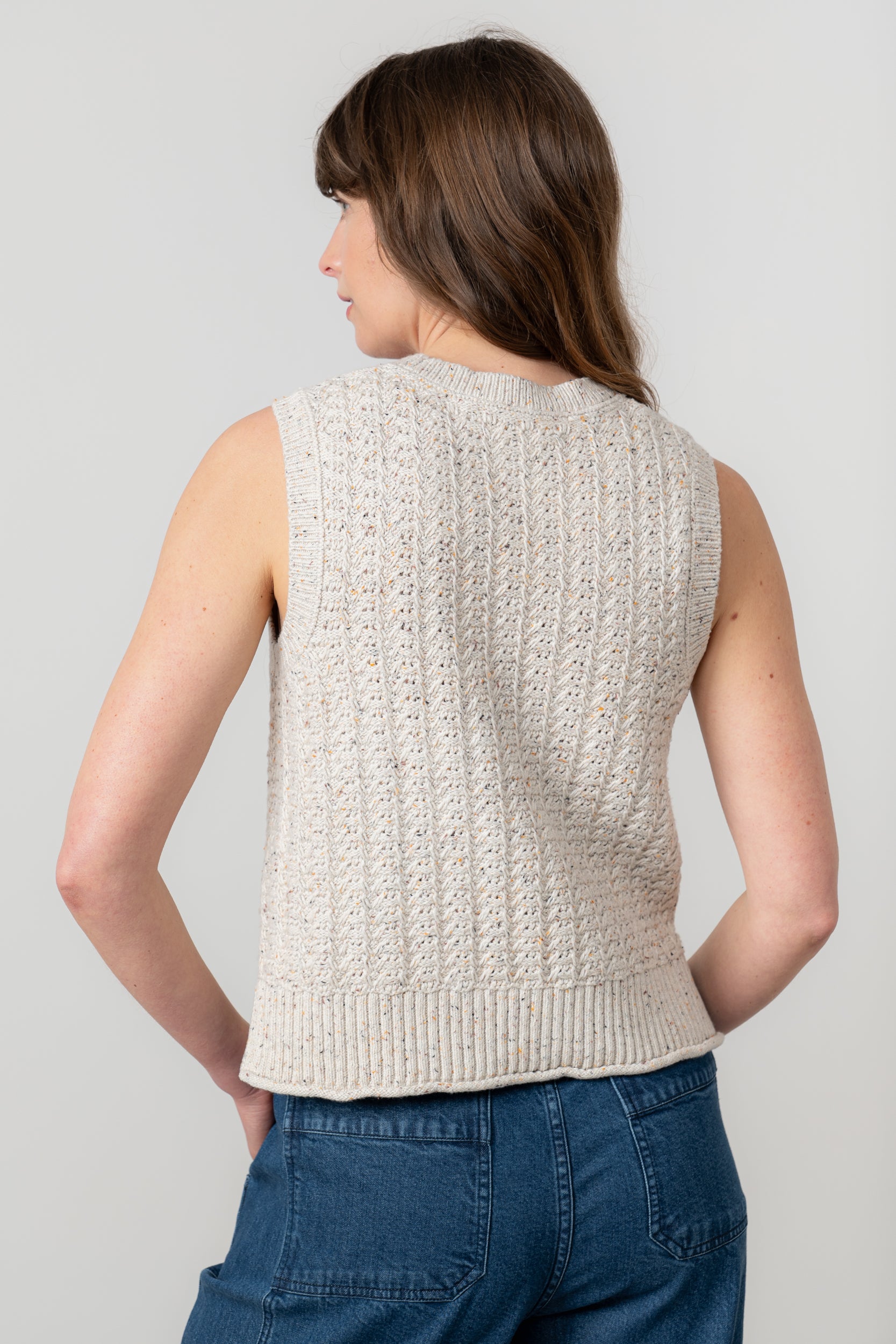 Lily and Me Eva Tank Fleck Knit-Knitted Vest-White finn