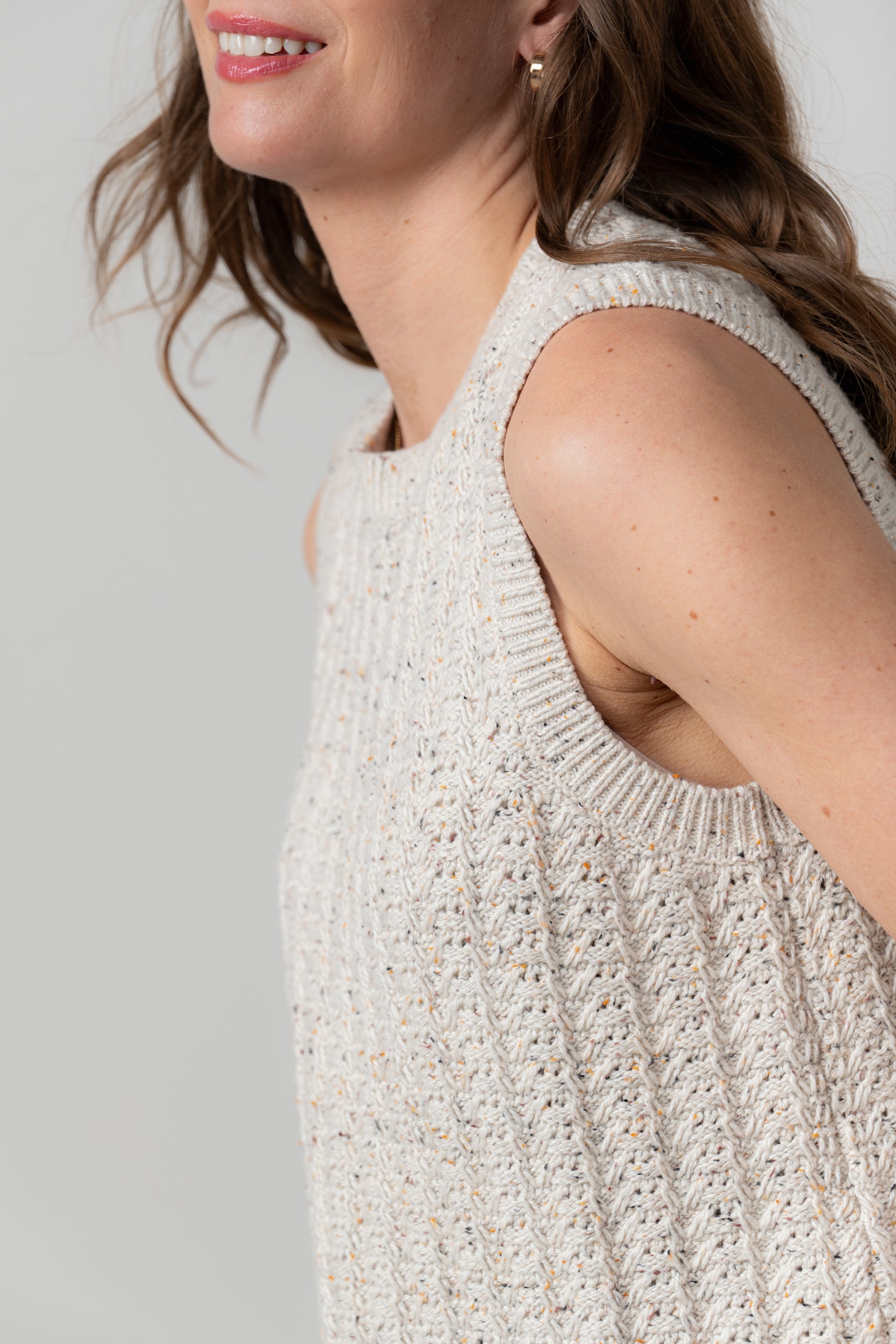 Lily and Me Eva Tank Fleck Knit-Knitted Vest-White finn