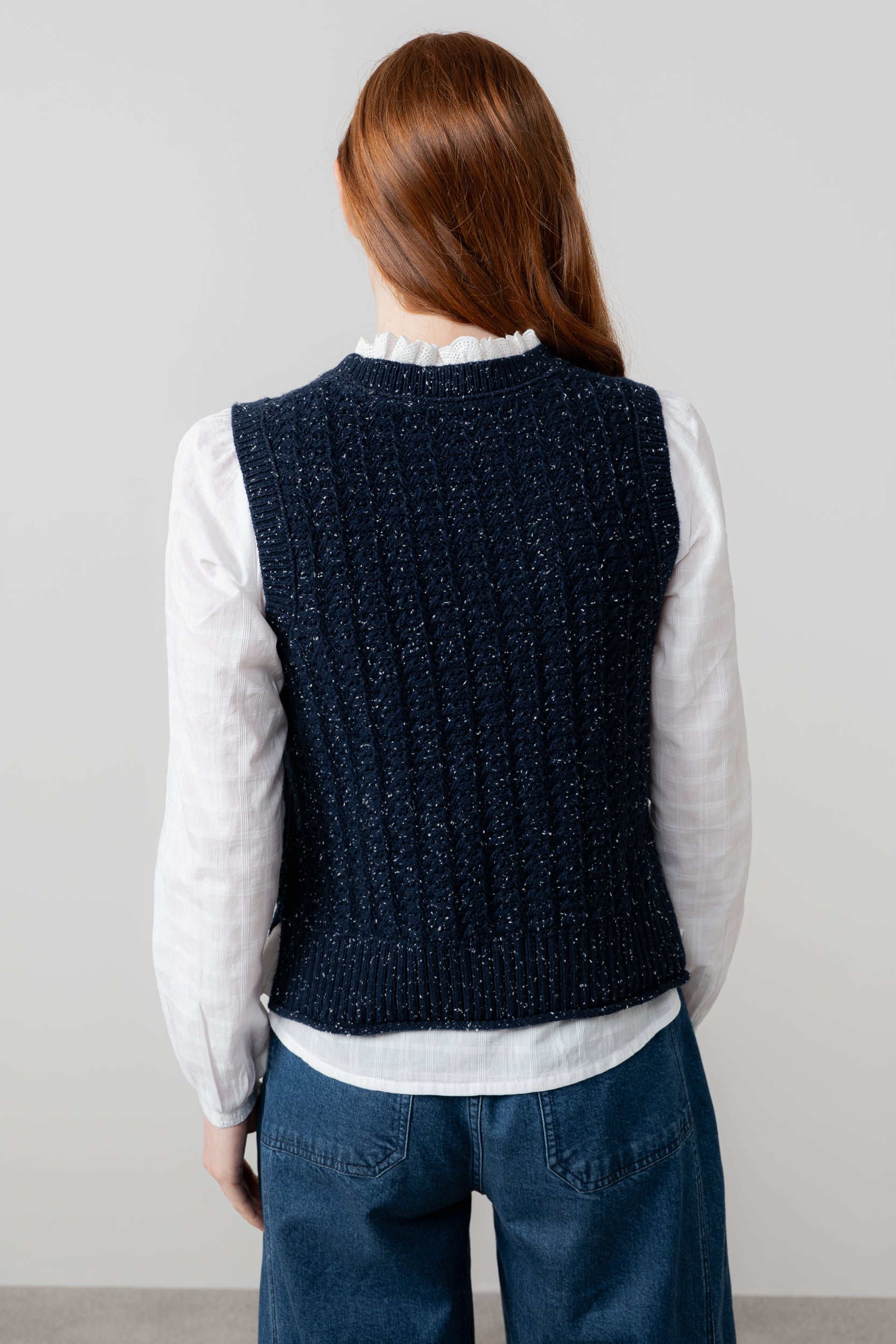 Lily and Me Eva Tank Fleck Knit-Knitted Vest-White finn