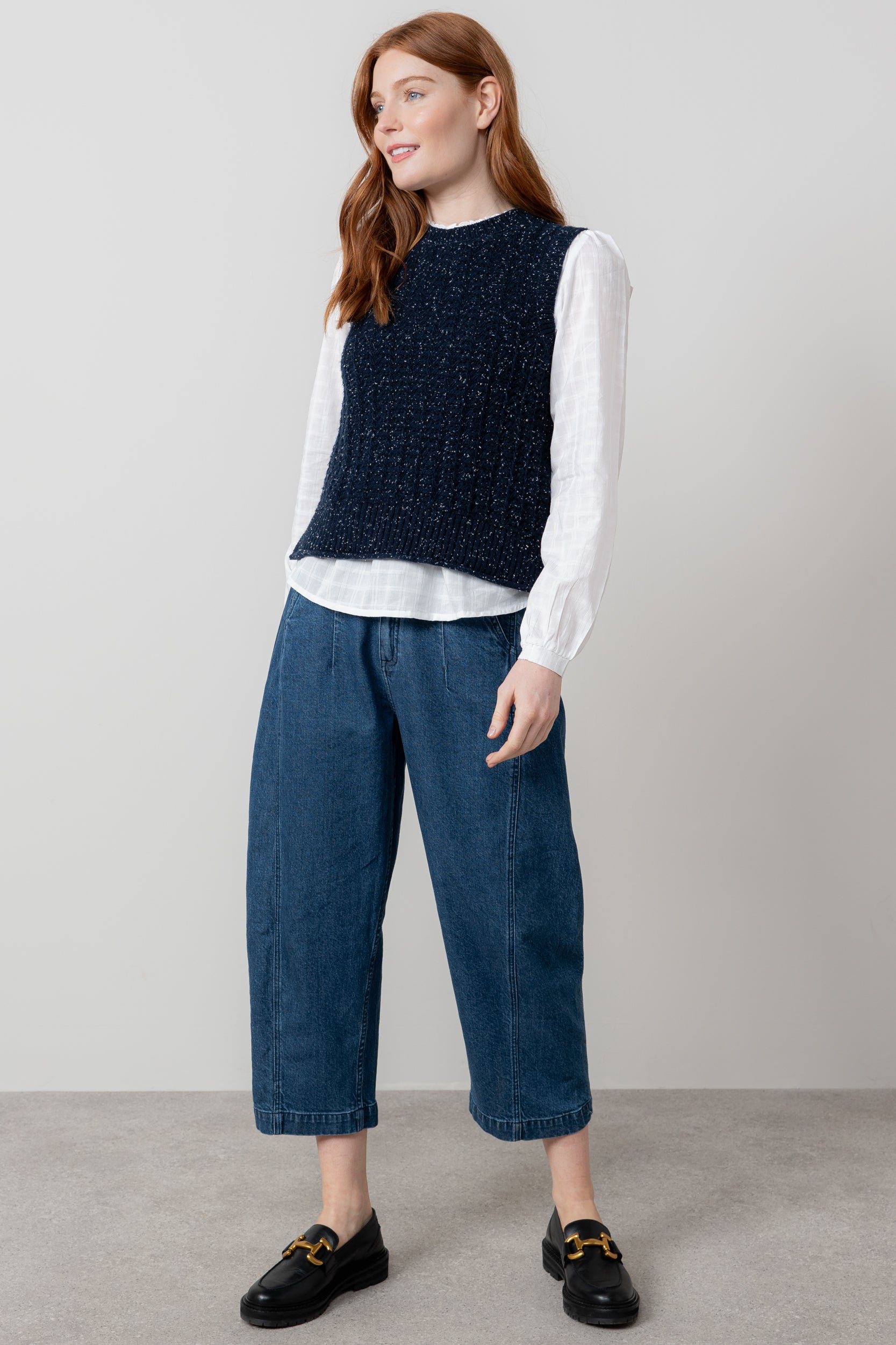 Lily and Me Eva Tank Fleck Knit-Knitted Vest-White finn