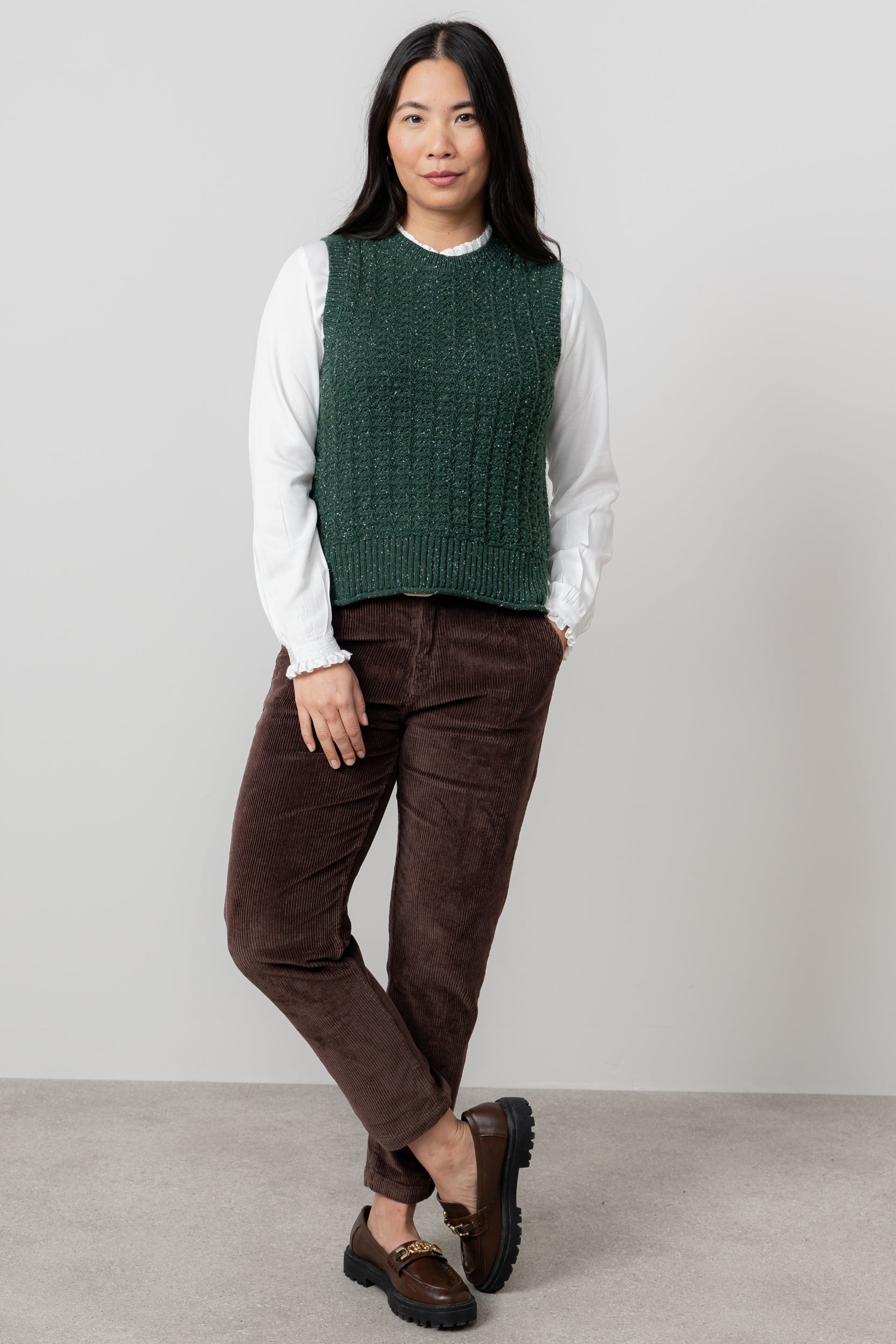 Lily and Me Eva Tank Fleck Knit-Knitted Vest-White finn