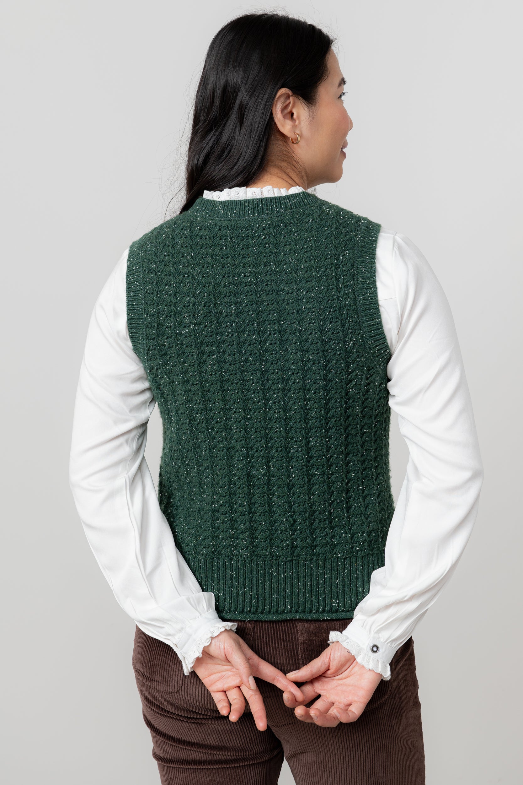 Lily and Me Eva Tank Fleck Knit-Knitted Vest-White finn