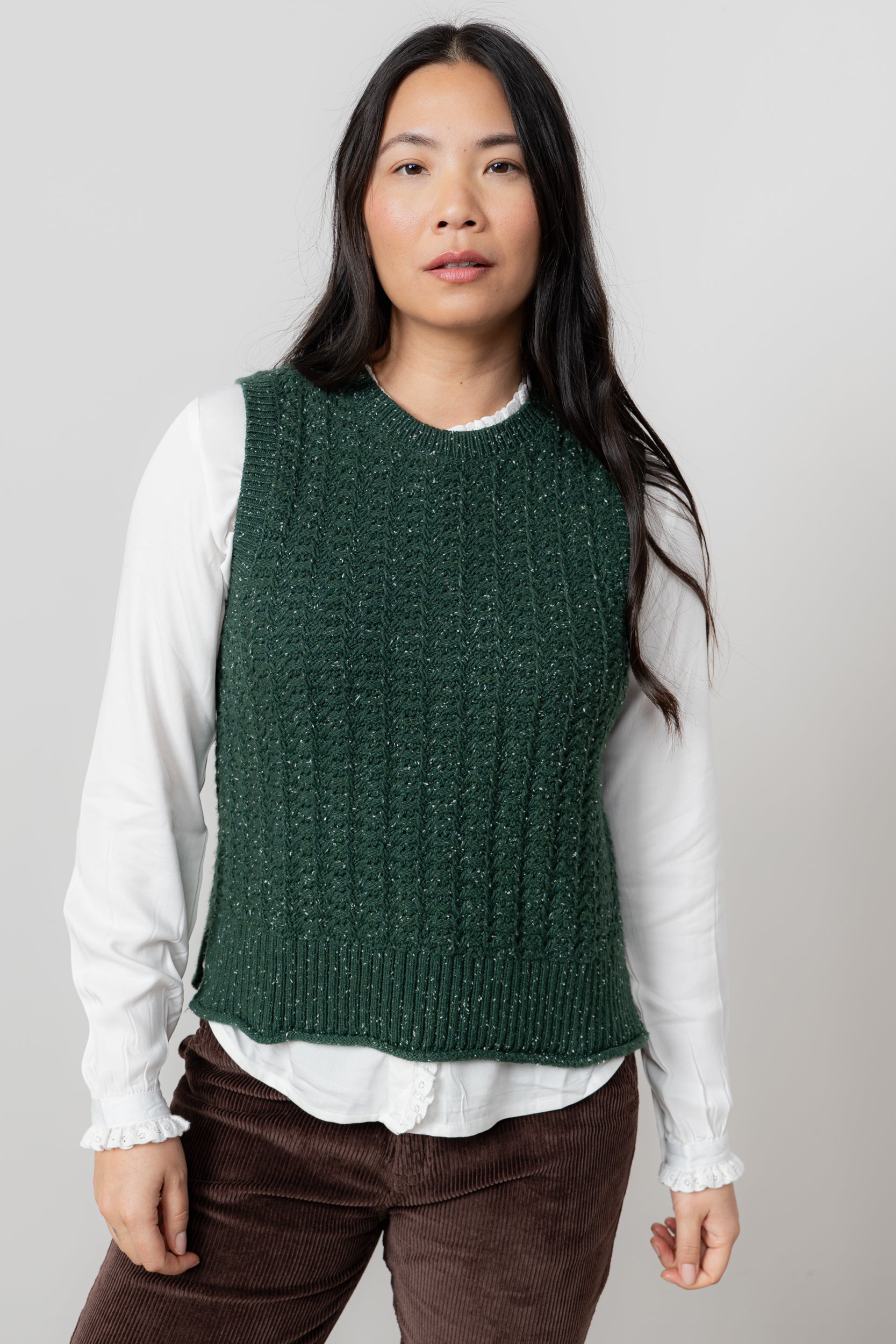 Lily and Me Eva Tank Fleck Knit-Knitted Vest-White finn