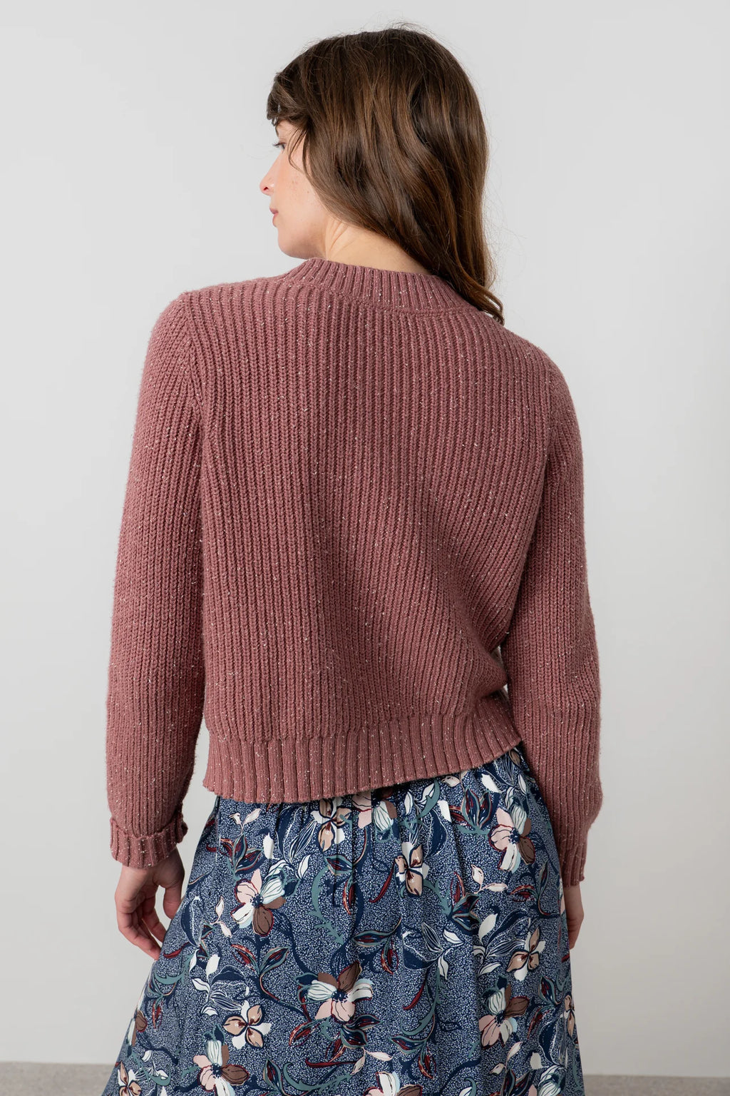 Lily and Me June Rib Cardigan Fleck Knit-Lily and Me-White finn