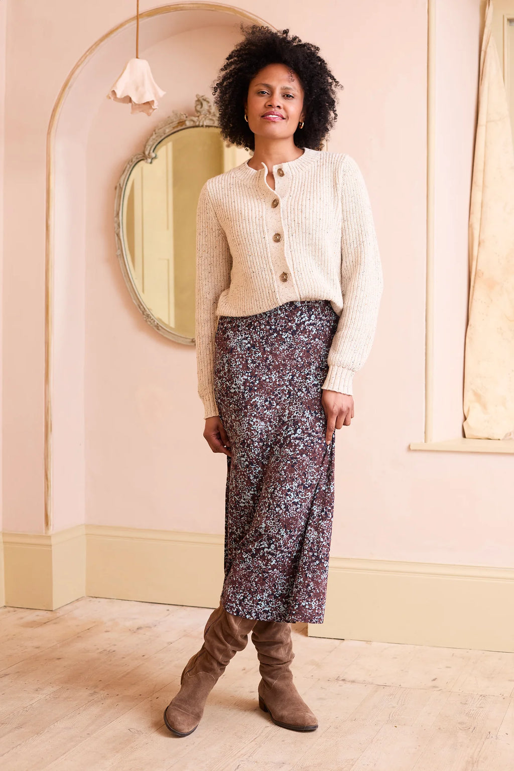 Lily and Me June Rib Cardigan Fleck Knit-Lily and Me-White finn
