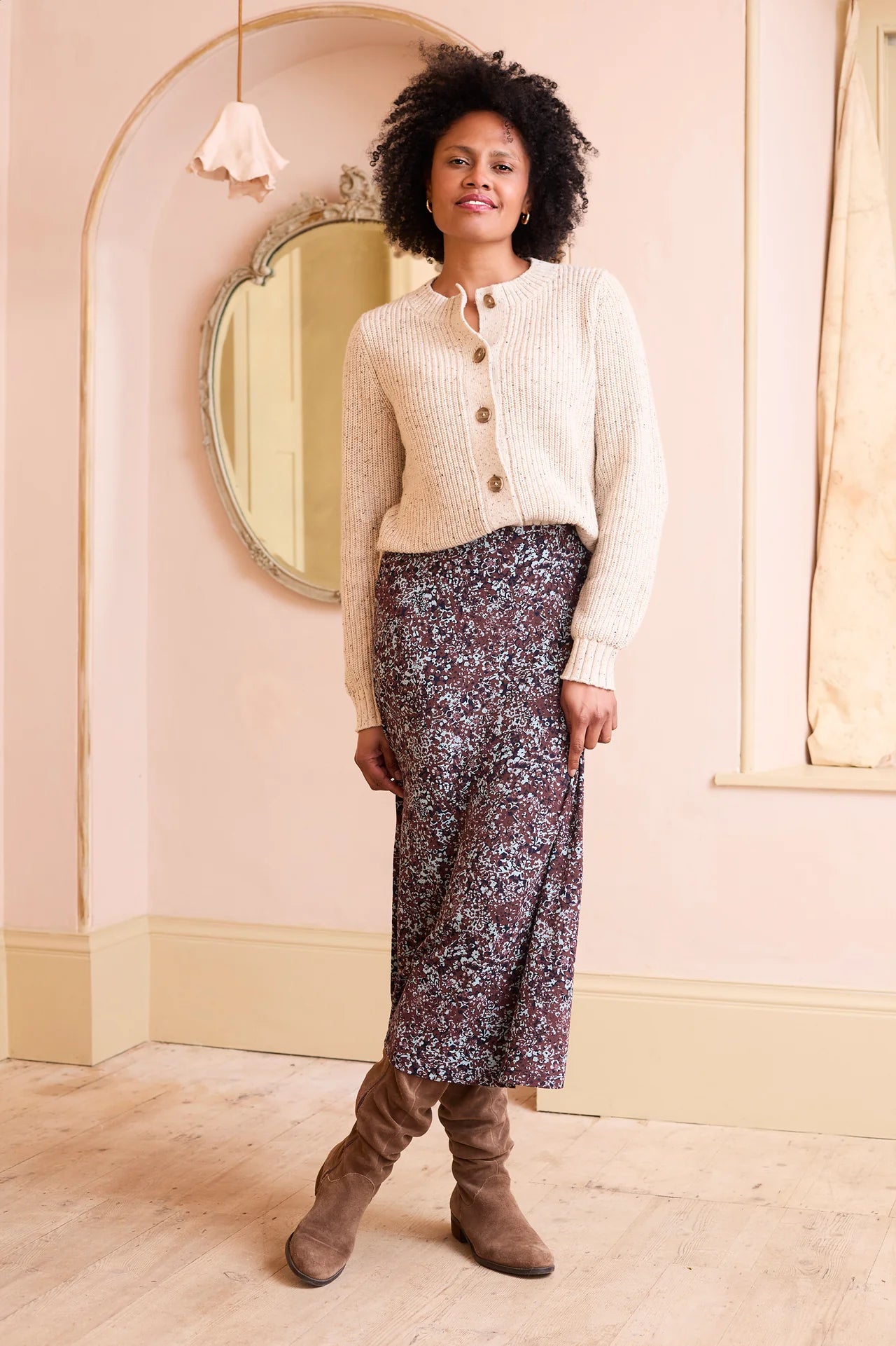 Lily and Me June Rib Cardigan Fleck Knit-Lily and Me-White finn