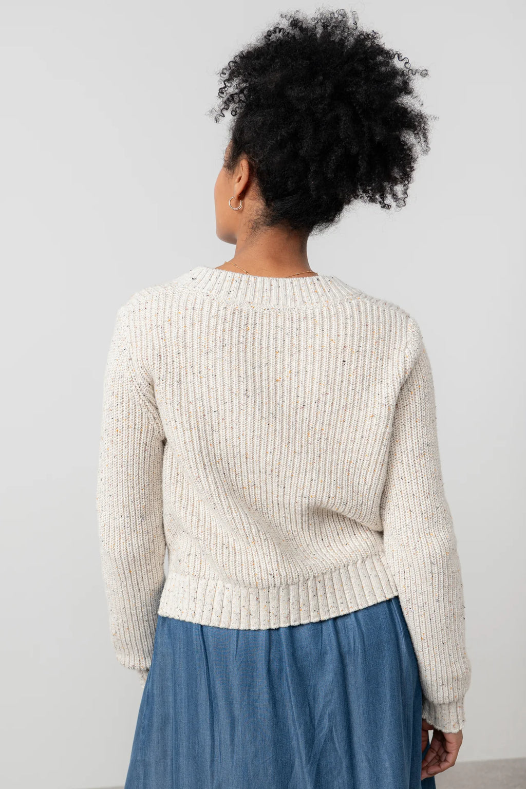 Lily and Me June Rib Cardigan Fleck Knit-Lily and Me-White finn