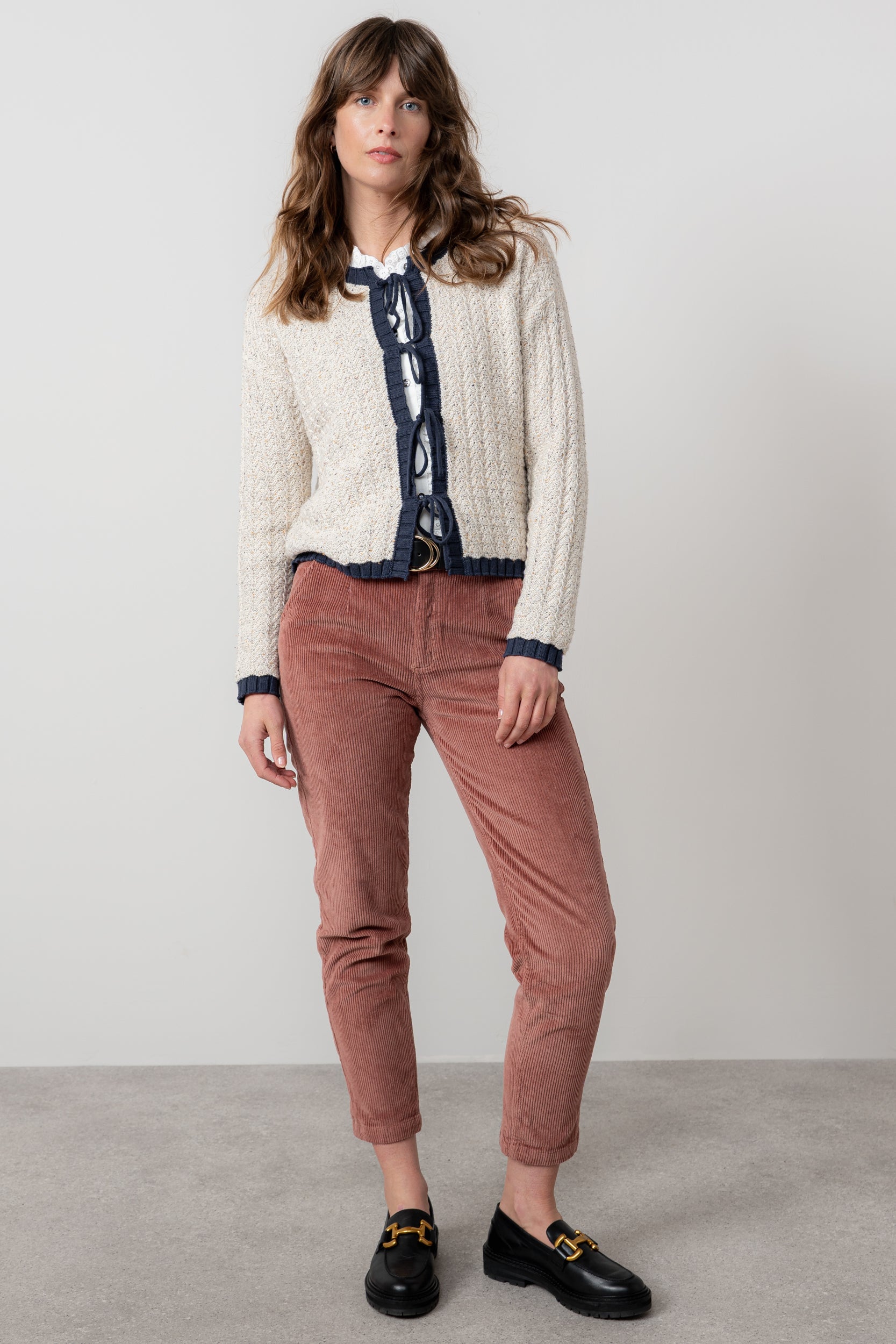 Lily and Me Adelia Cardi Fleck Knit-Cardigan-White finn