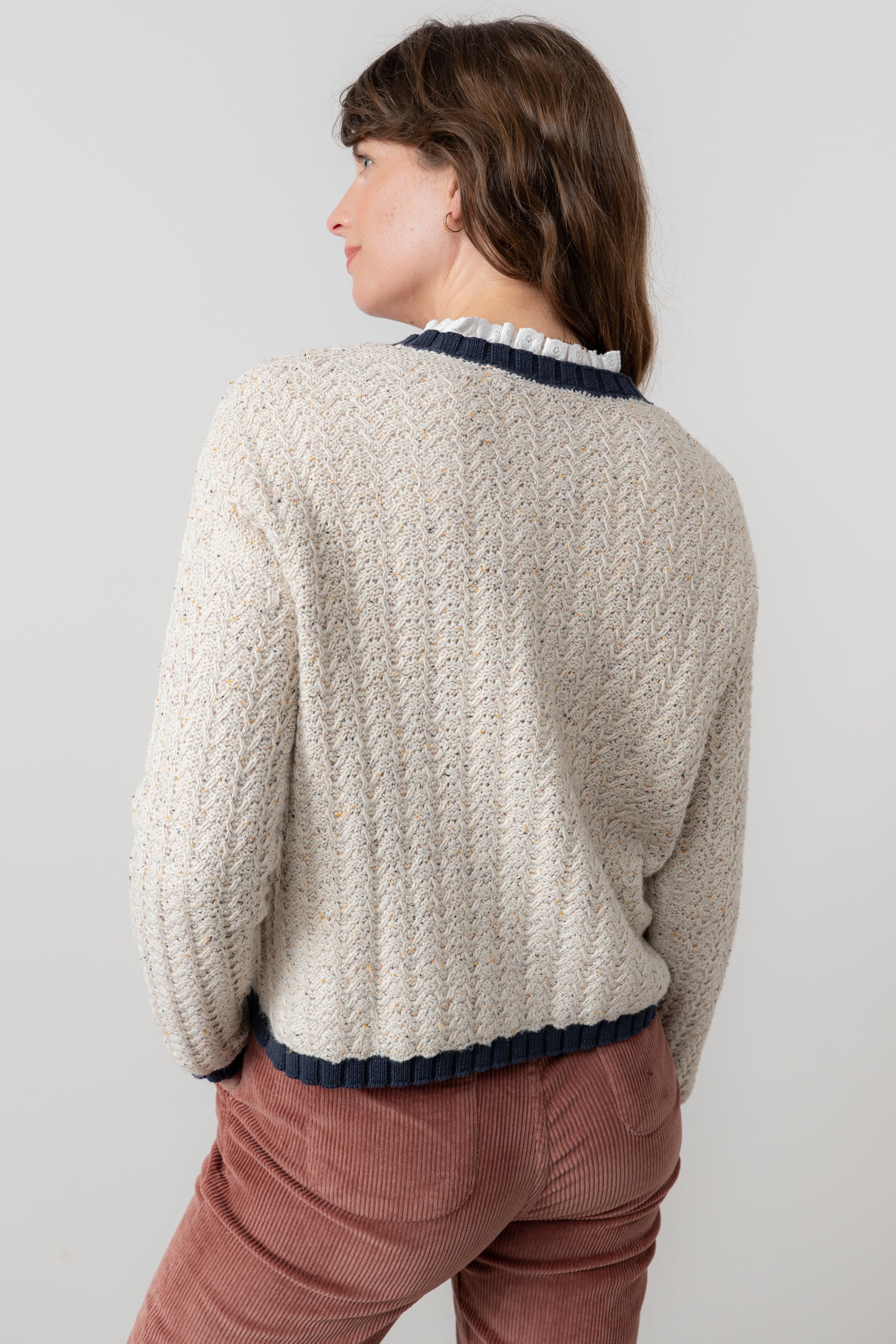Lily and Me Adelia Cardi Fleck Knit-Cardigan-White finn
