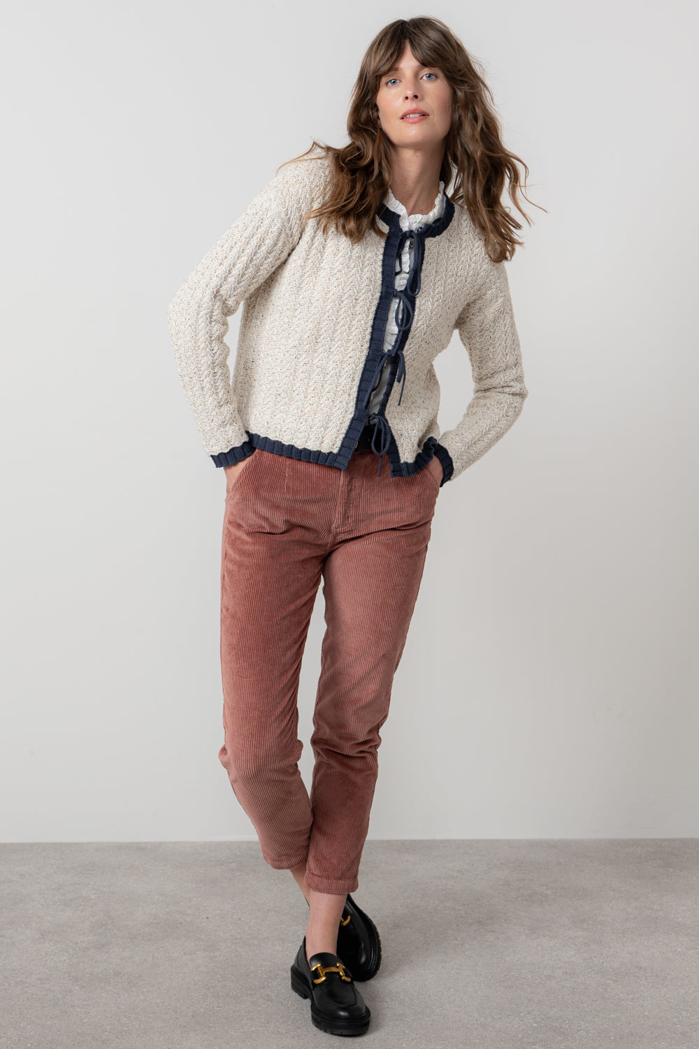 Lily and Me Adelia Cardi Fleck Knit-Cardigan-White finn