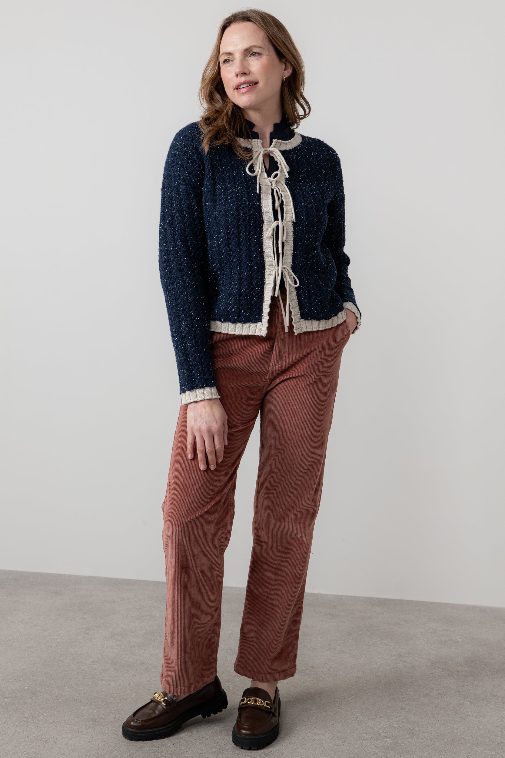 Lily and Me Adelia Cardi Fleck Knit-Cardigan-White finn