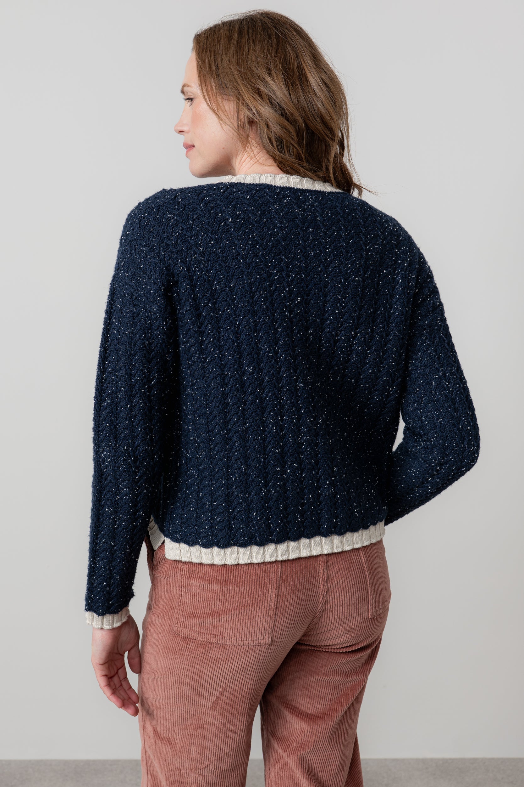 Lily and Me Adelia Cardi Fleck Knit-Cardigan-White finn