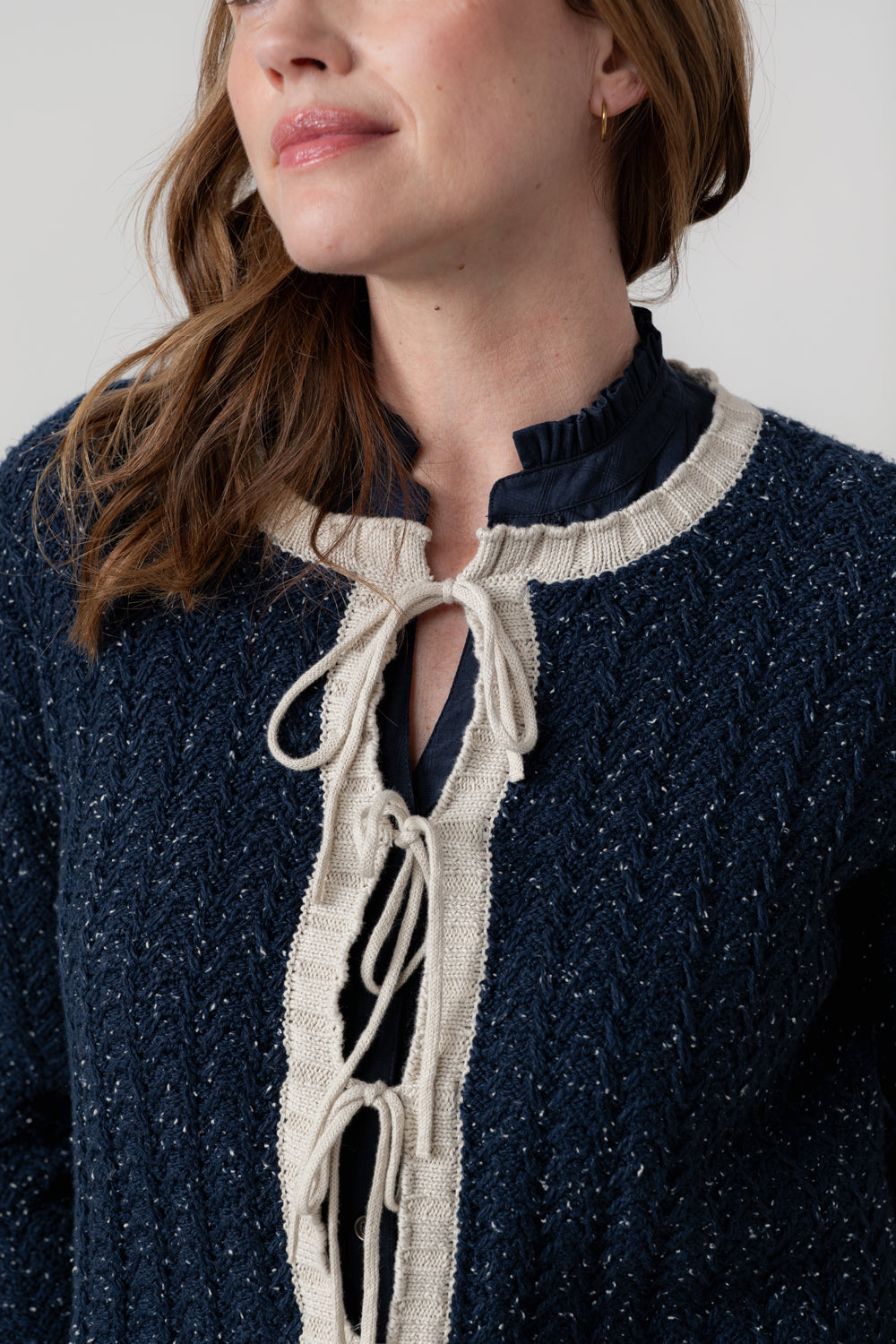 Lily and Me Adelia Cardi Fleck Knit-Cardigan-White finn
