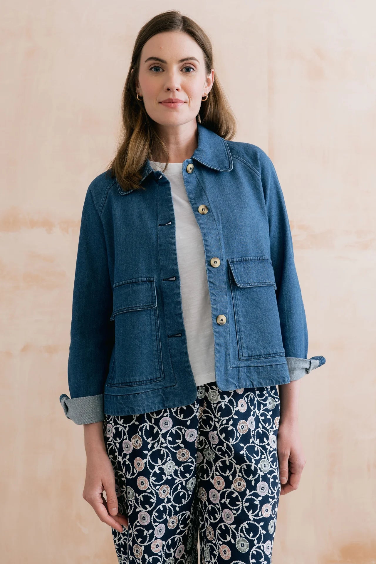 Lily and Me Helen Denim Jacket-Lily and Me-White finn