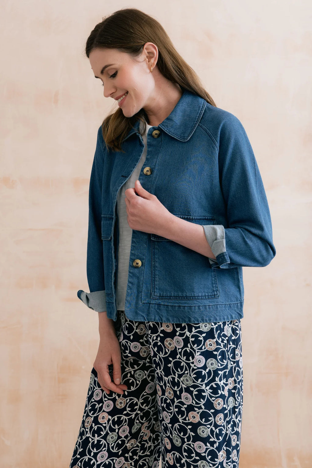 Lily and Me Helen Denim Jacket-Lily and Me-White finn