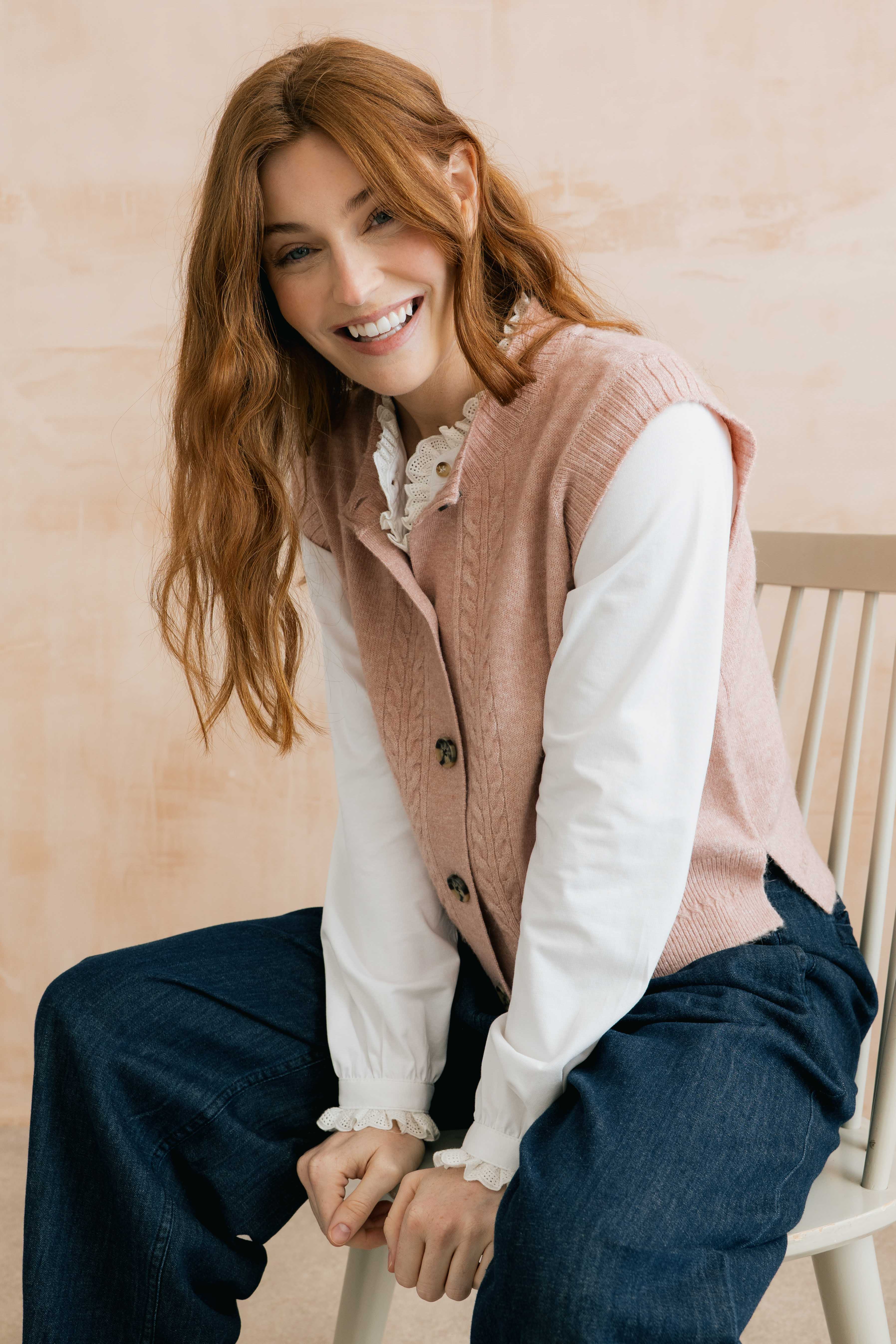 Lily & Me Stencil Vest Cable Knit
