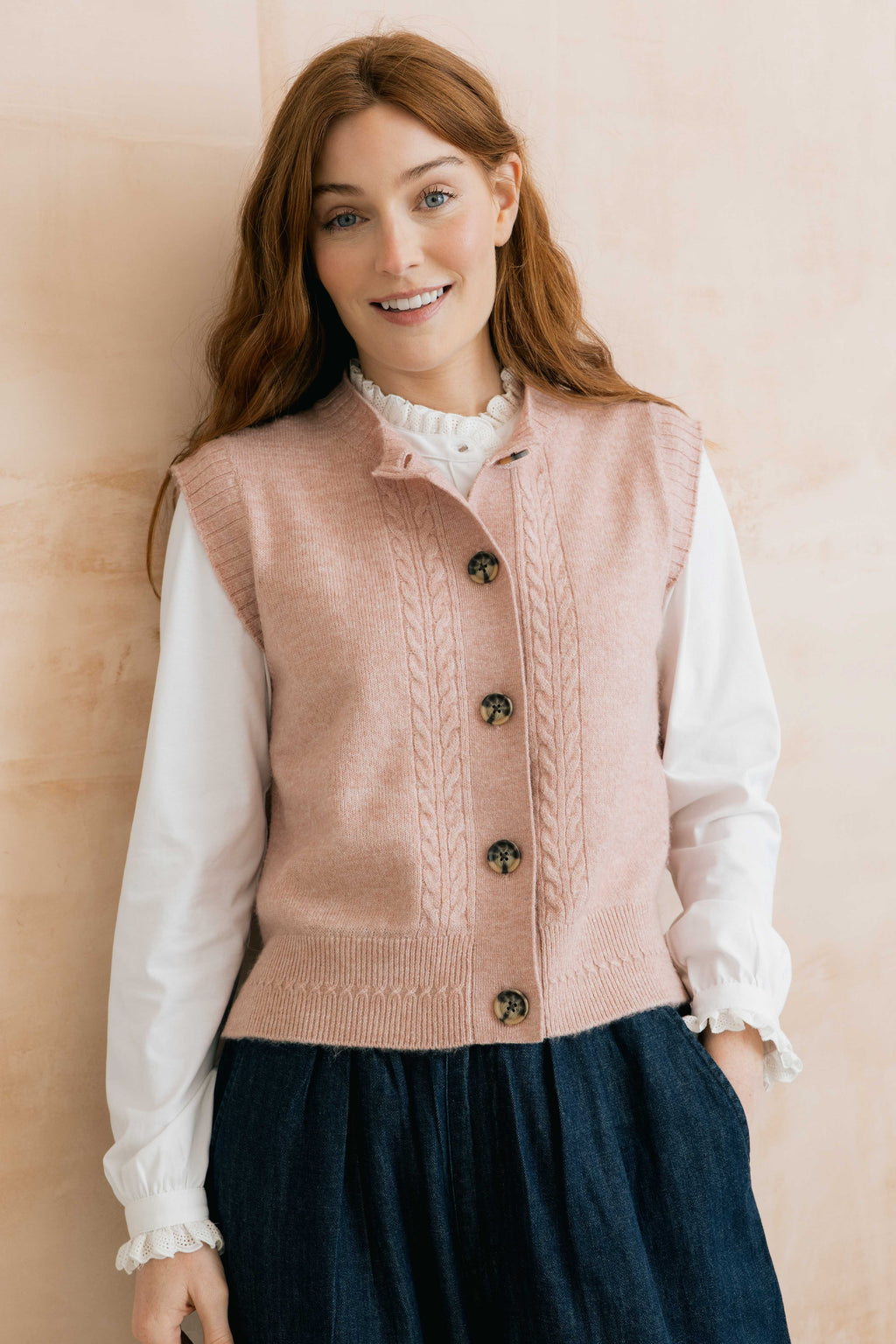 Lily & Me Stencil Vest Cable Knit